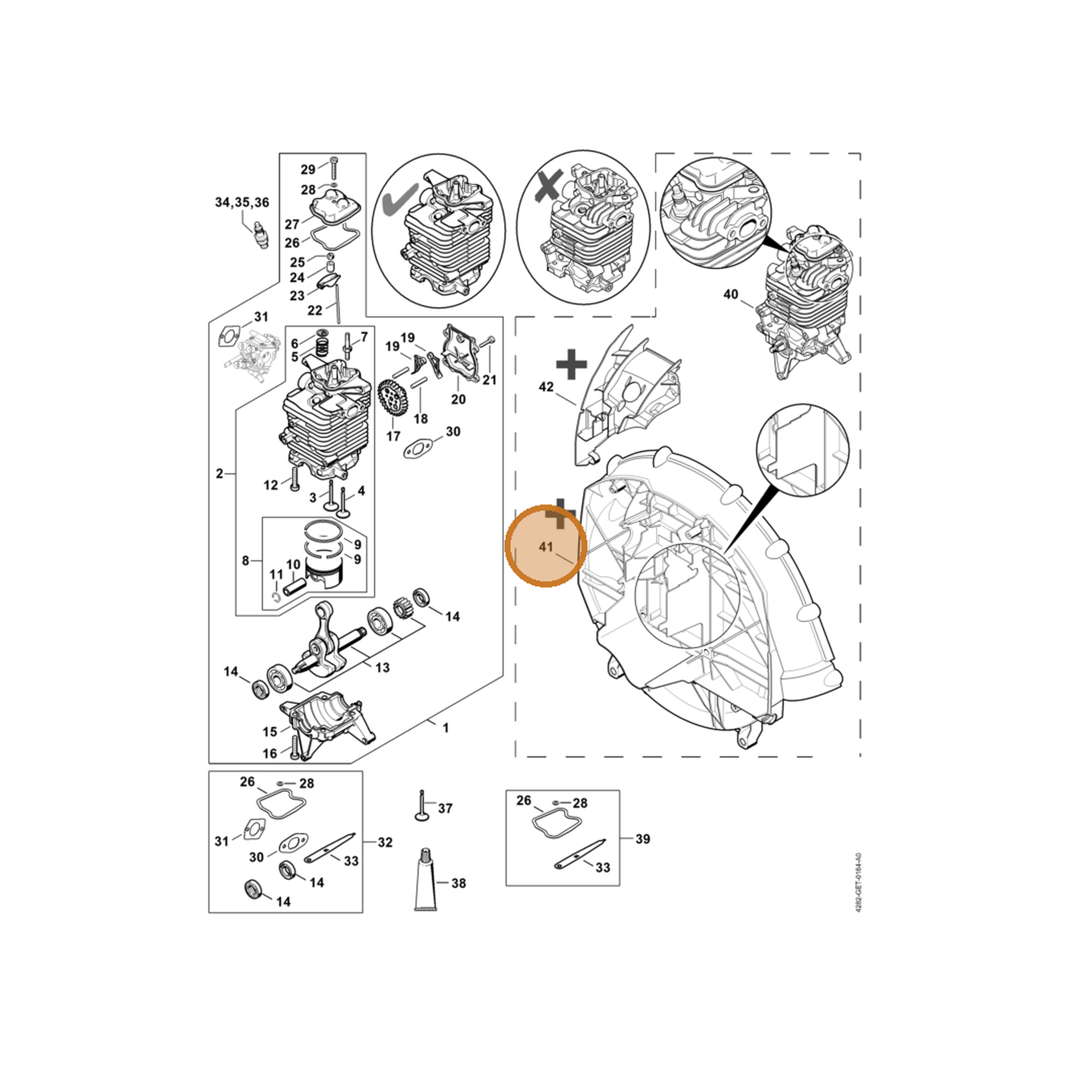 STIHL part 4282-700-4108 — IPL diagram snippet (6x zoom, amber highlight)
