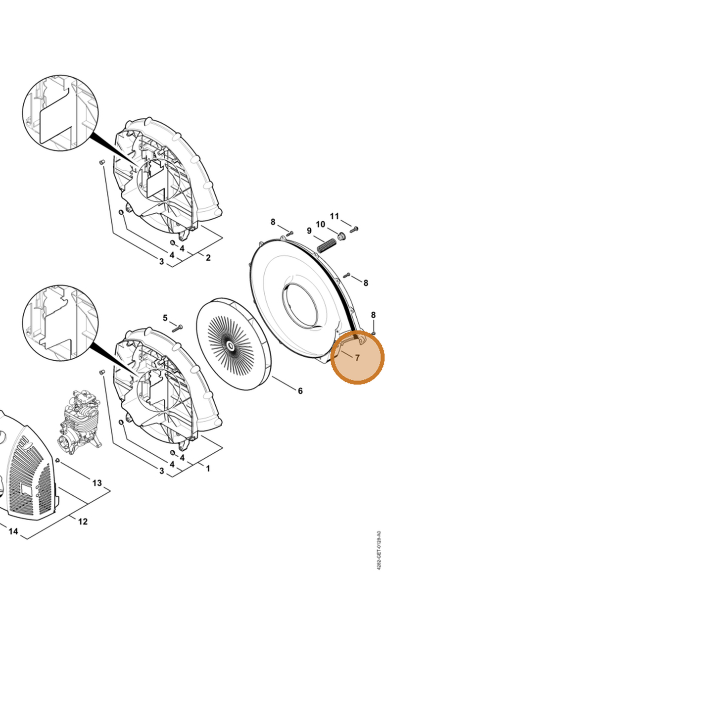 STIHL part 4282-701-0702 — IPL diagram snippet (6x zoom, amber highlight)