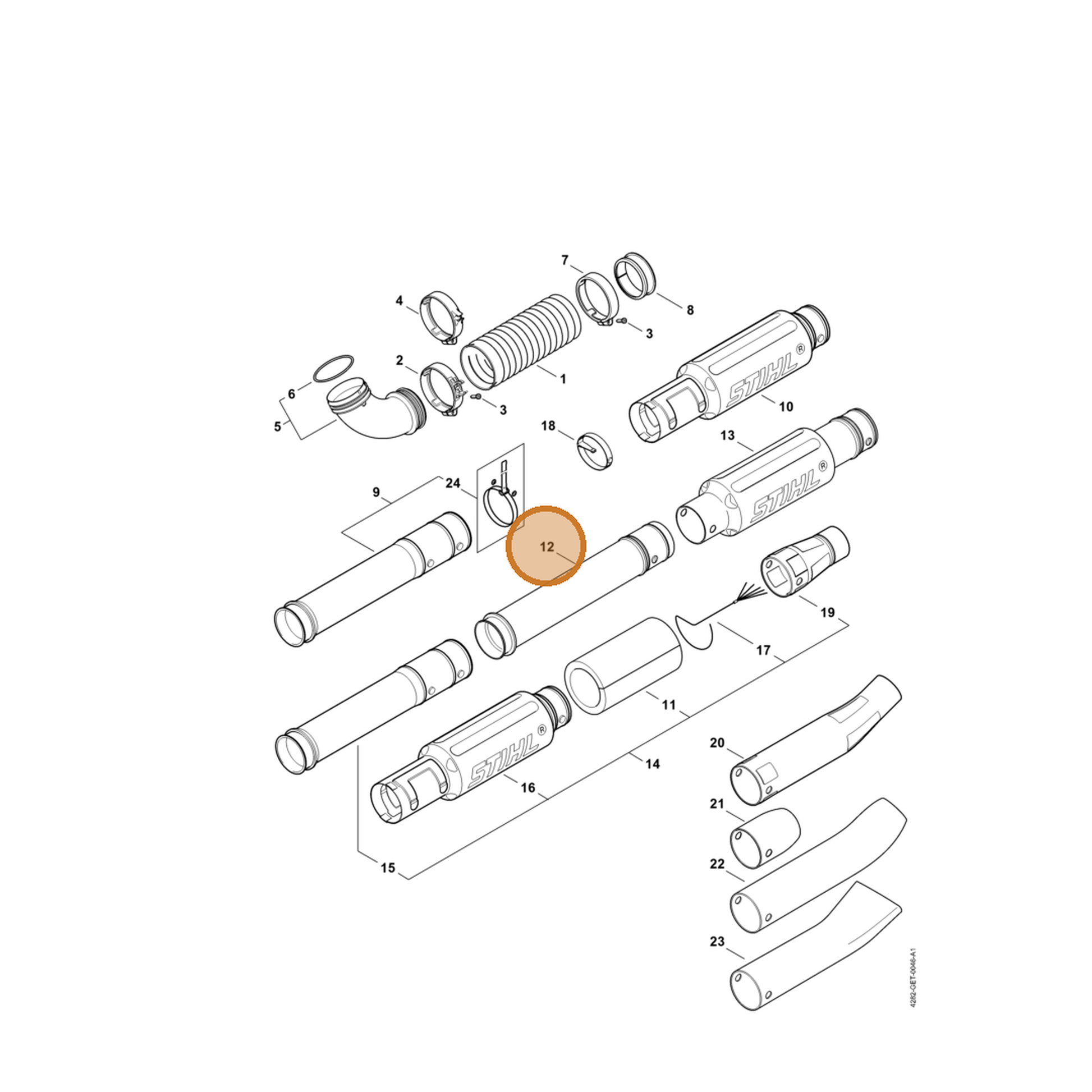 STIHL part 4282-701-5400 — IPL diagram snippet (6x zoom, amber highlight)