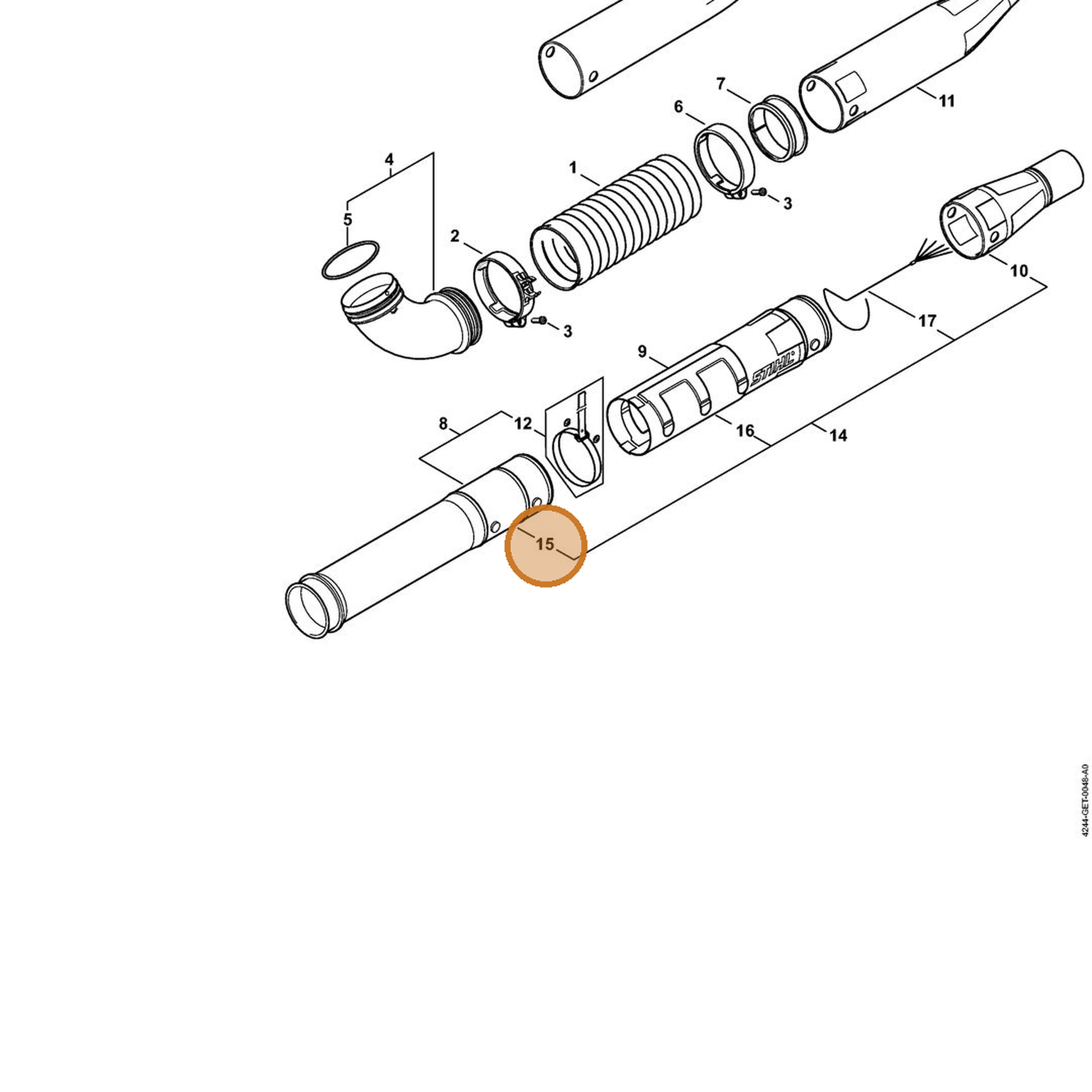 STIHL part 4282-701-5402 — IPL diagram snippet (6x zoom, amber highlight)