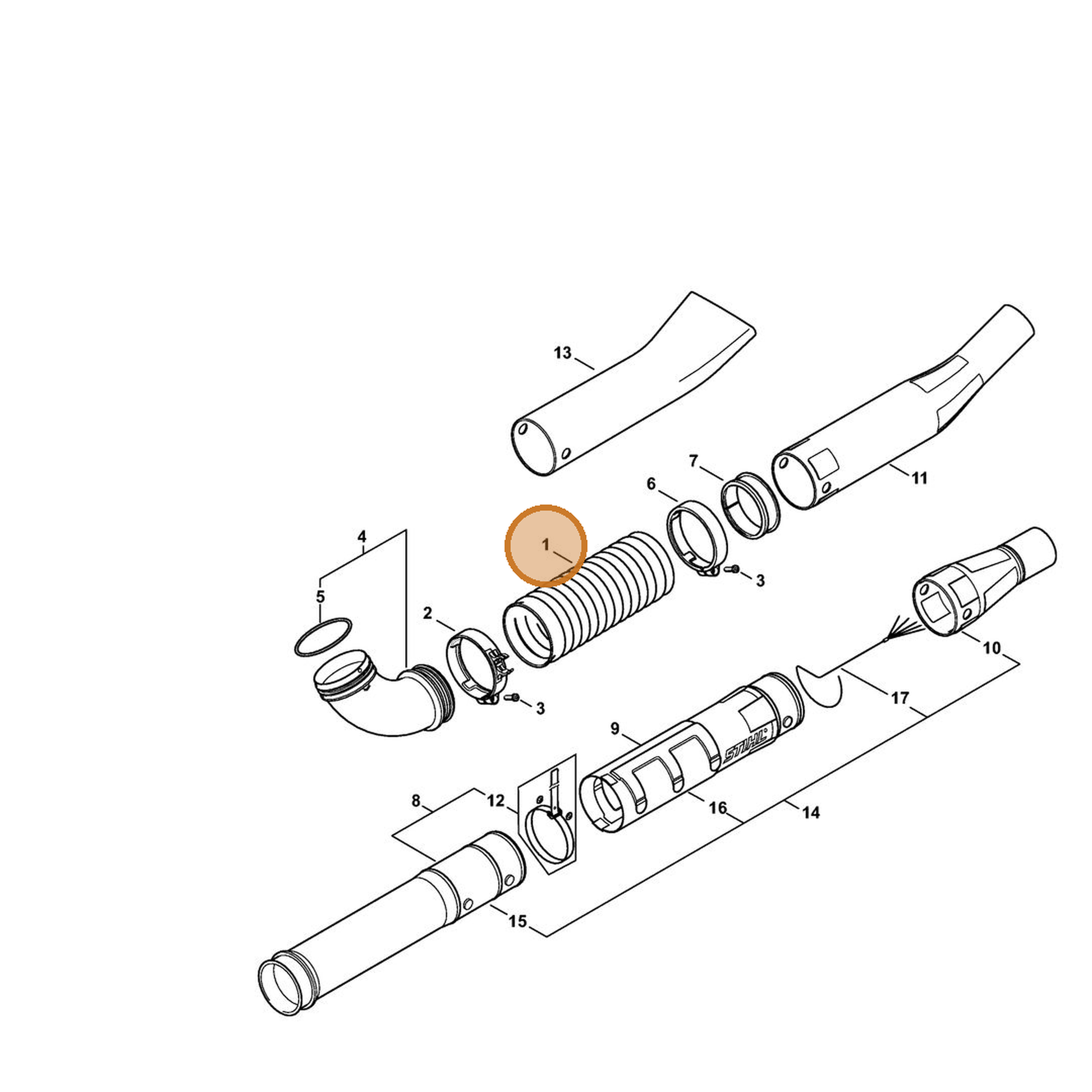 STIHL part 4282-701-6100 — IPL diagram snippet (6x zoom, amber highlight)