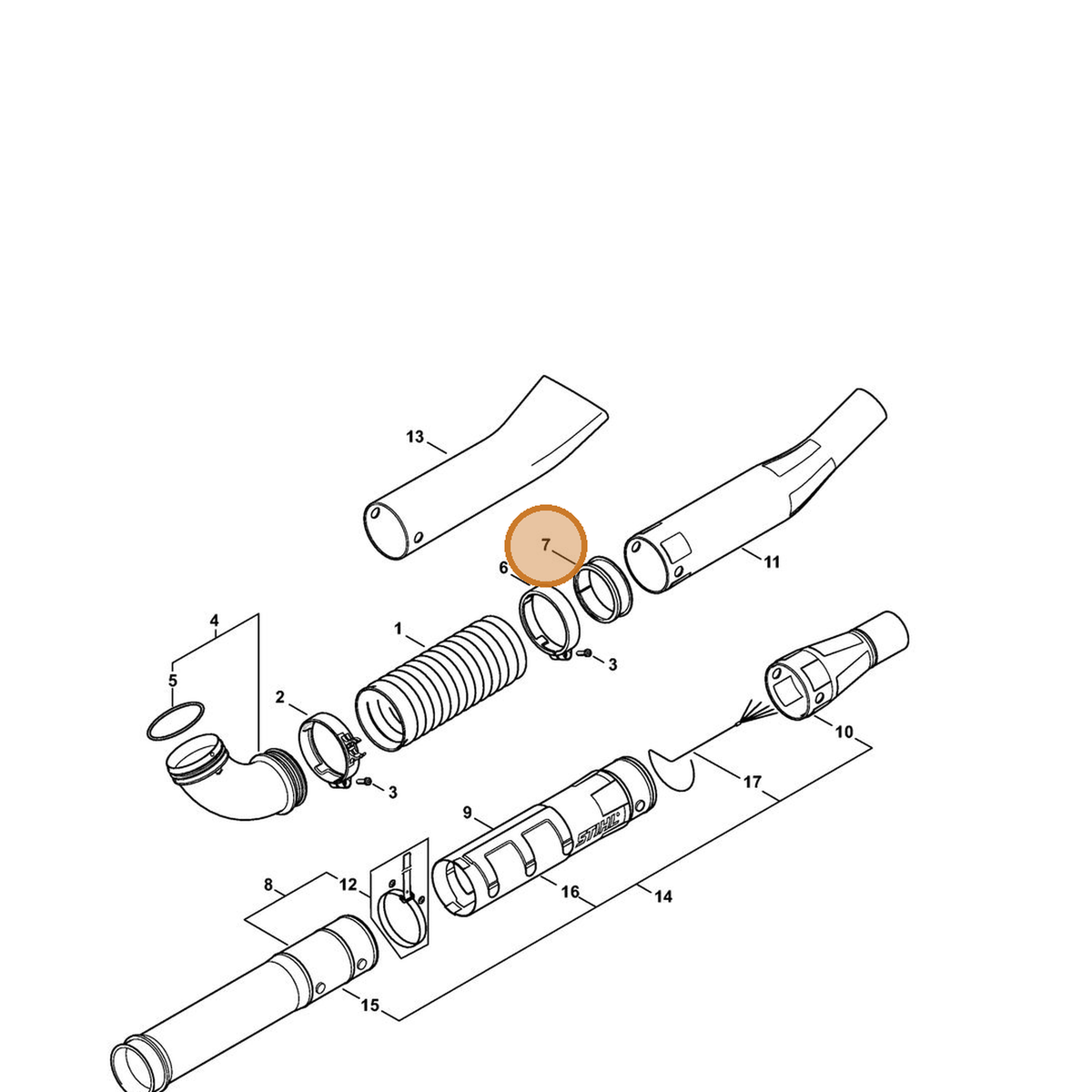 STIHL part 4282-701-6300 — IPL diagram snippet (6x zoom, amber highlight)