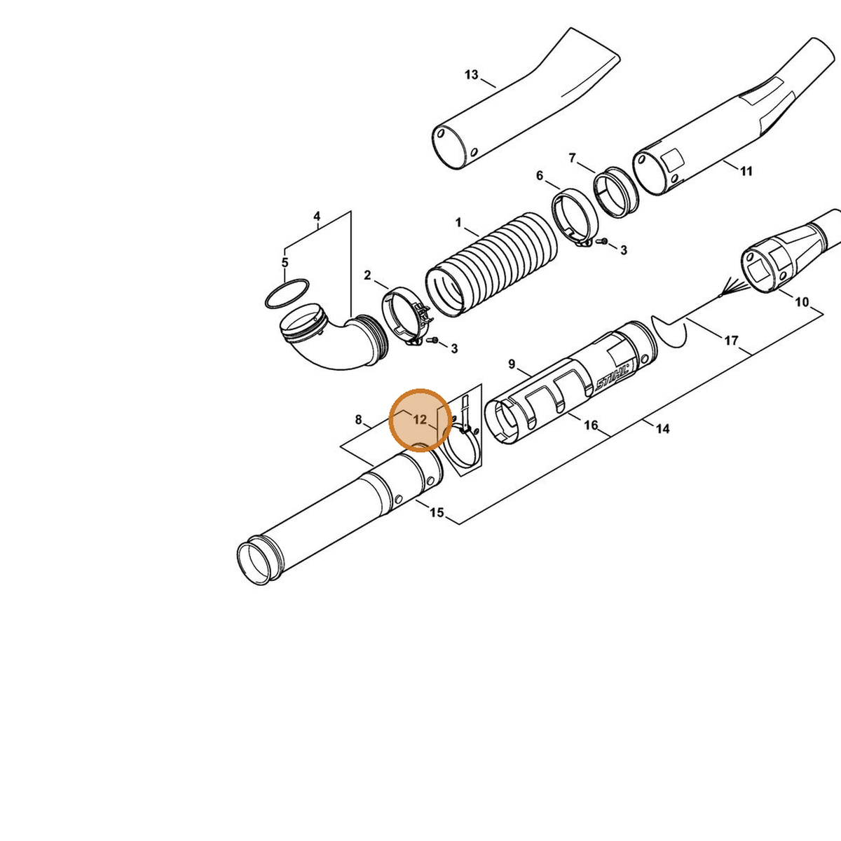 STIHL part 4282-701-9304 — IPL diagram snippet (6x zoom, amber highlight)