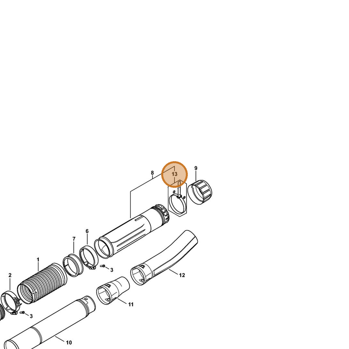STIHL part 4282-701-9305 — IPL diagram snippet (6x zoom, amber highlight)