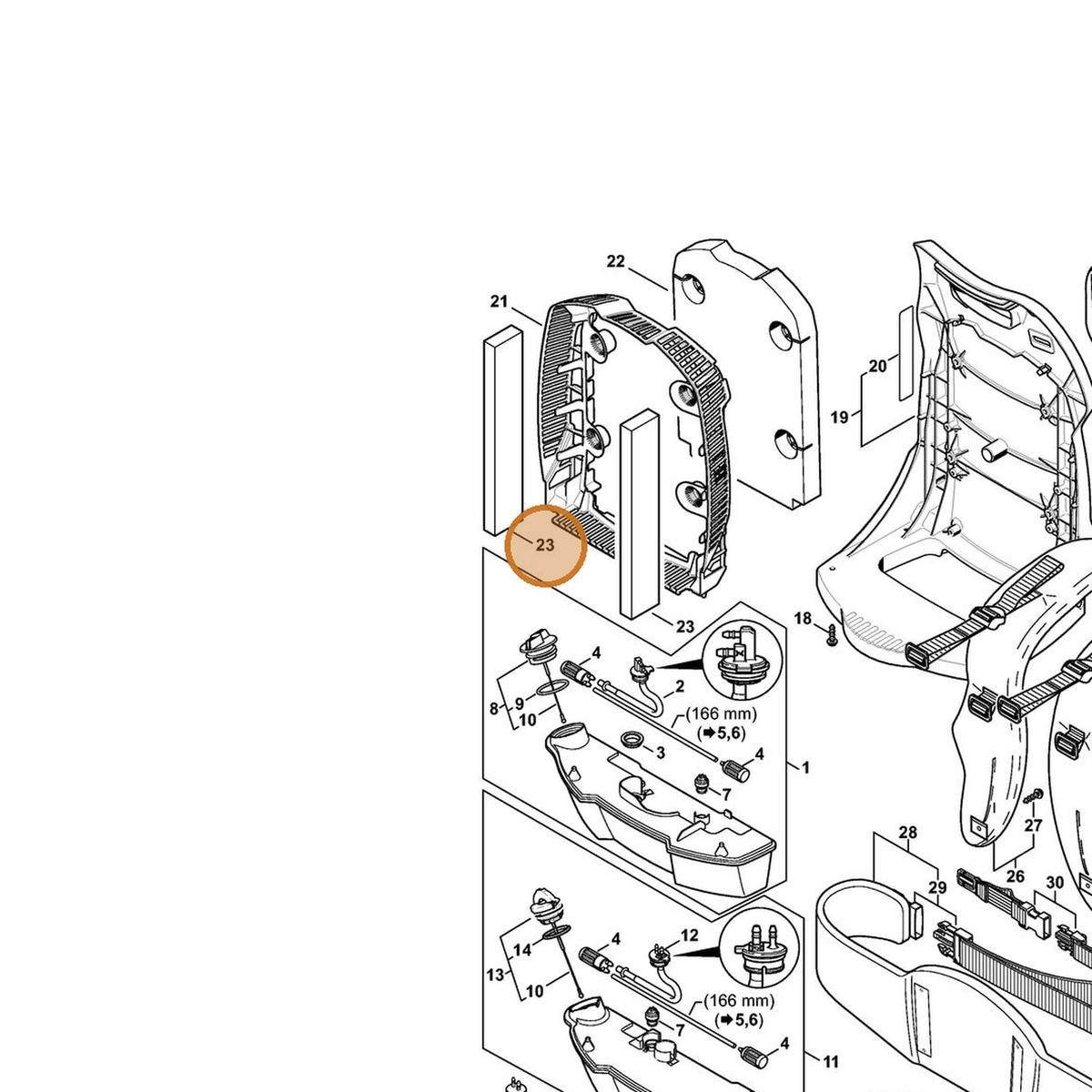 STIHL part 4282-706-3201 — IPL diagram snippet (6x zoom, amber highlight)