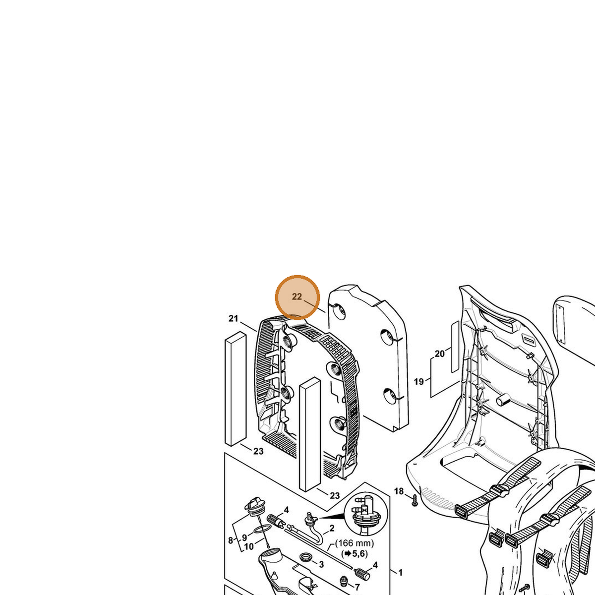 STIHL part 4282-706-3210 — IPL diagram snippet (6x zoom, amber highlight)