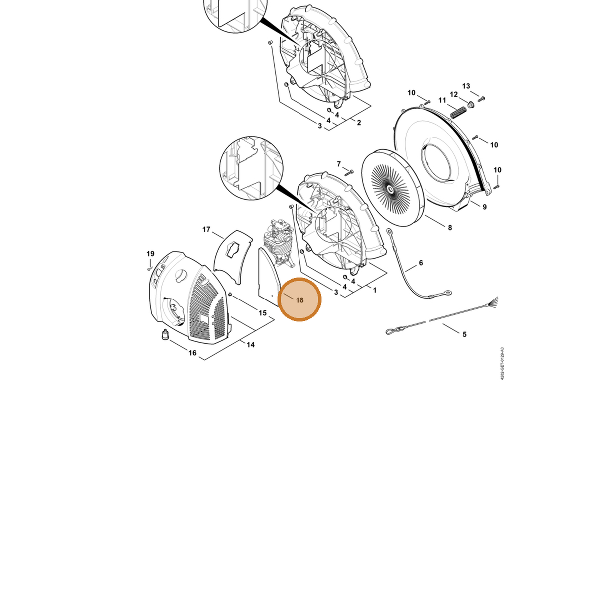 STIHL part 4282-706-3240 — IPL diagram snippet (6x zoom, amber highlight)