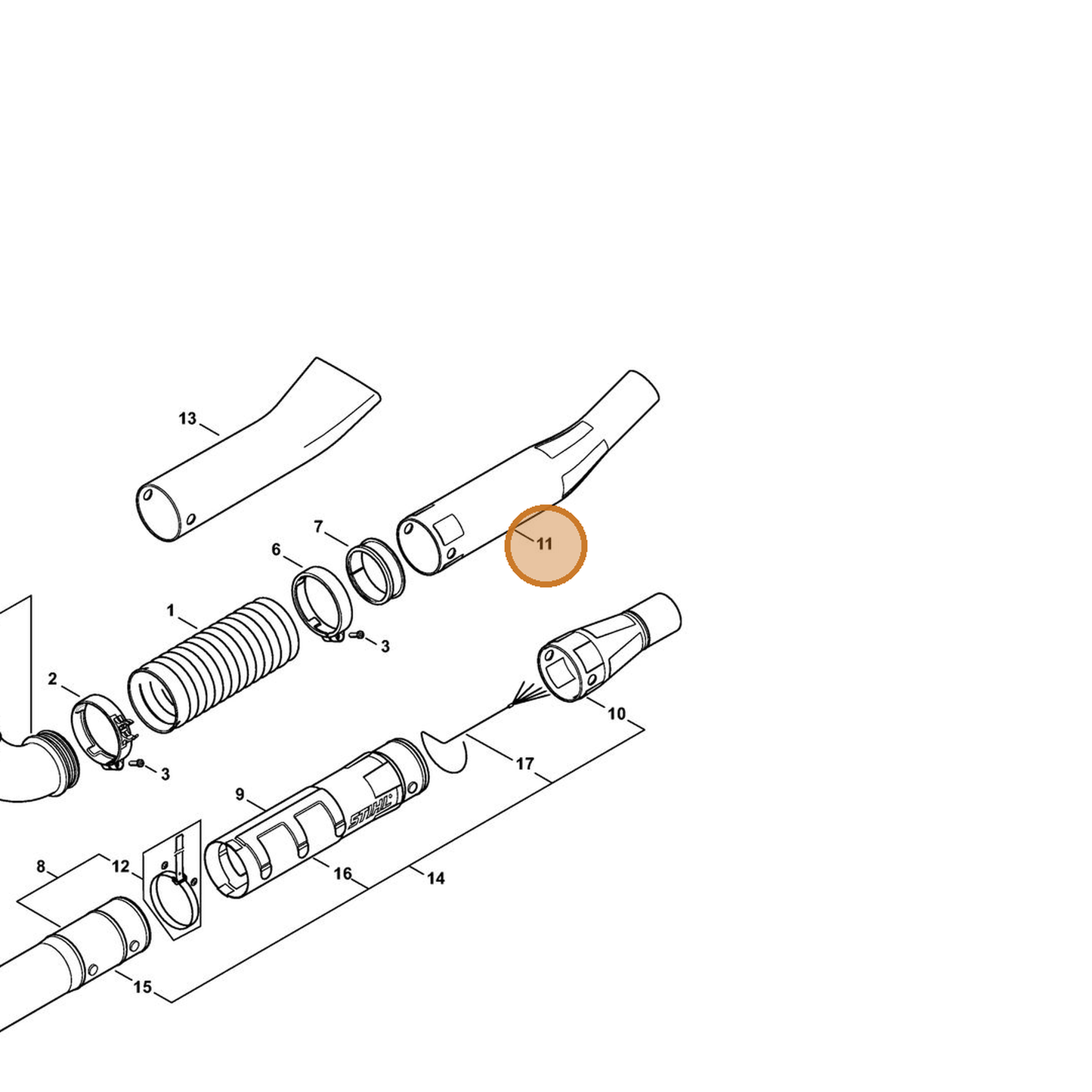 STIHL part 4282-708-6365 — IPL diagram snippet (6x zoom, amber highlight)