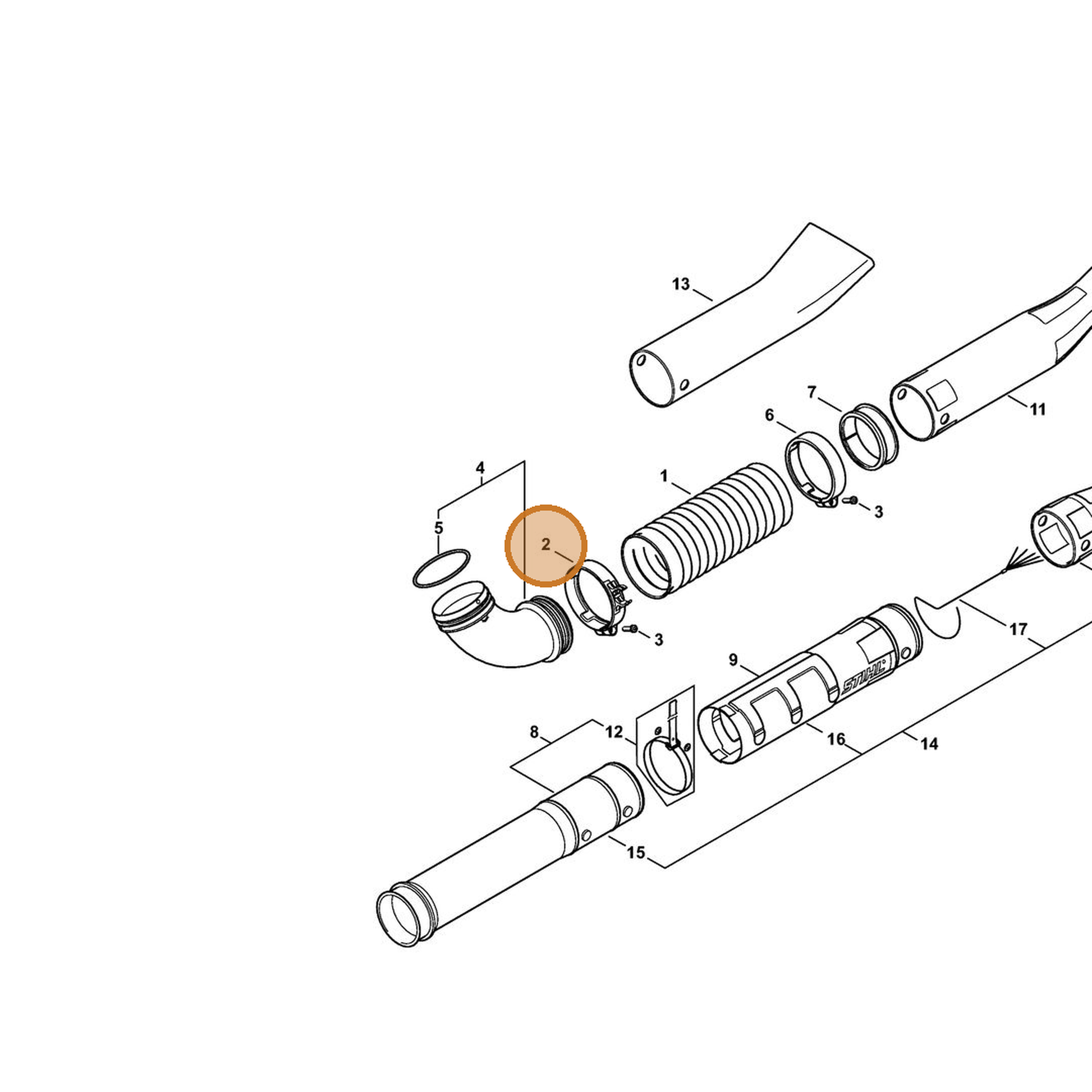 STIHL part 4282-708-8706 — IPL diagram snippet (6x zoom, amber highlight)