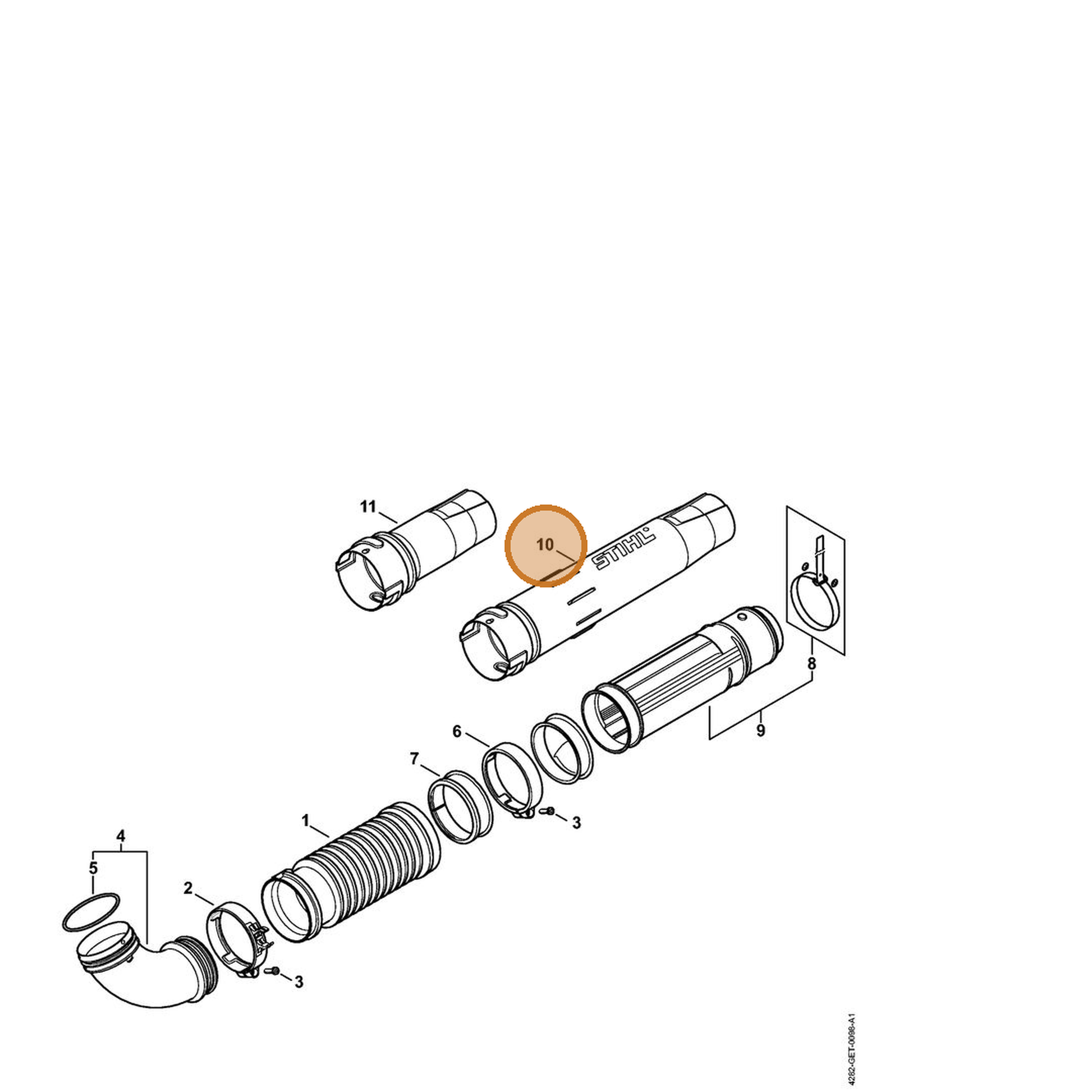 STIHL part 4282-710-6200 — IPL diagram snippet (6x zoom, amber highlight)