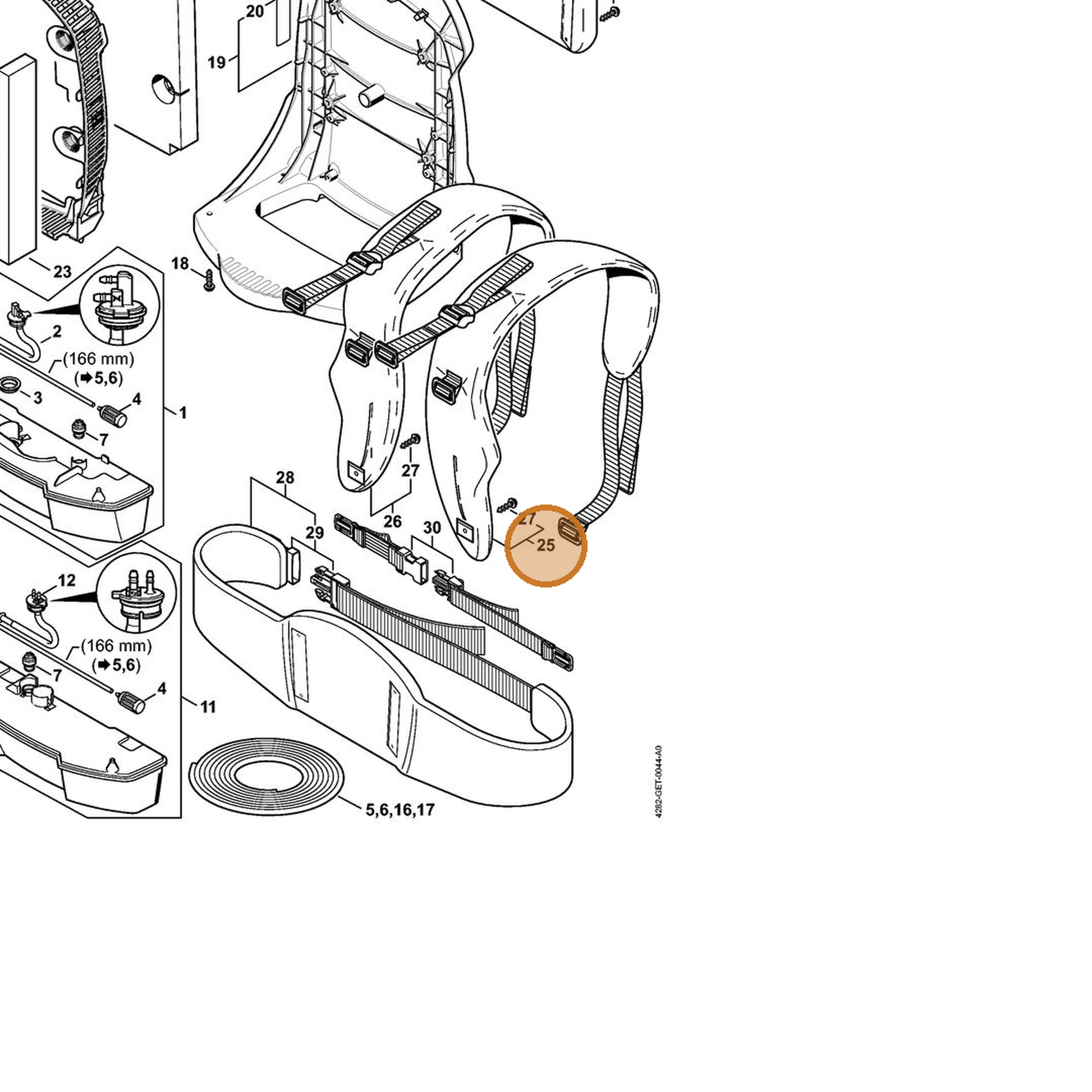 STIHL part 4282-710-9020 — IPL diagram snippet (6x zoom, amber highlight)