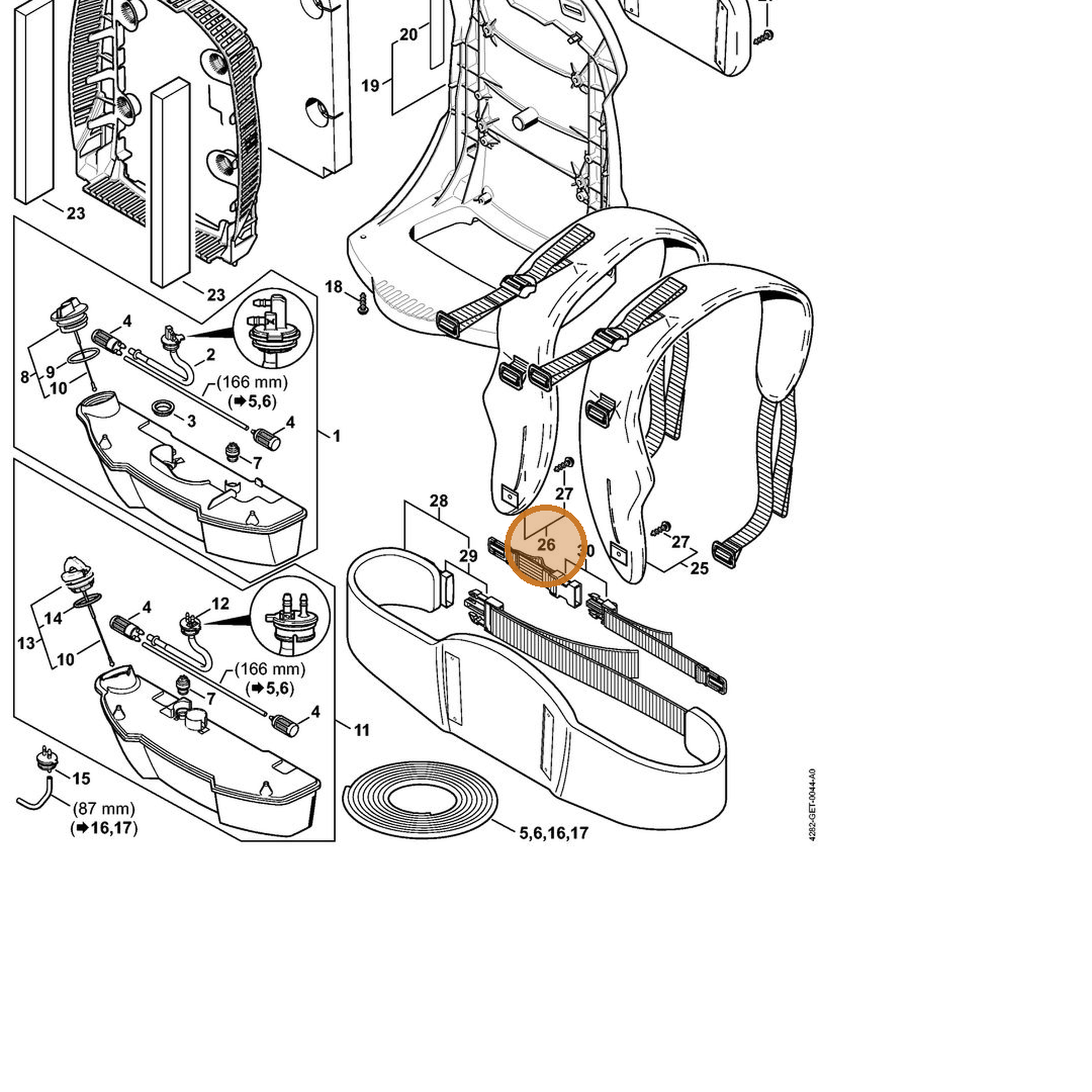 STIHL part 4282-710-9030 — IPL diagram snippet (6x zoom, amber highlight)