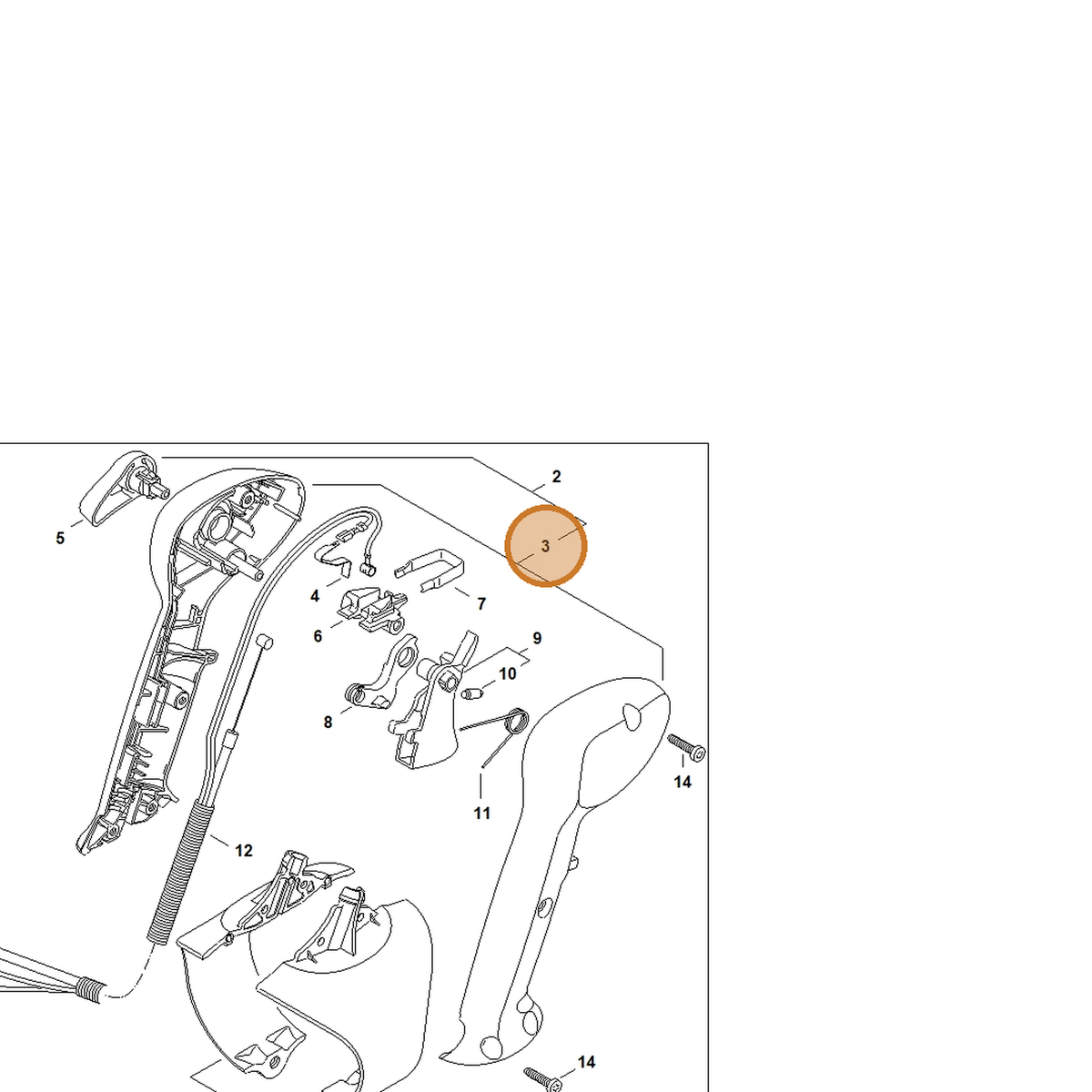 STIHL part 4282-790-0303 — IPL diagram snippet (6x zoom, amber highlight)