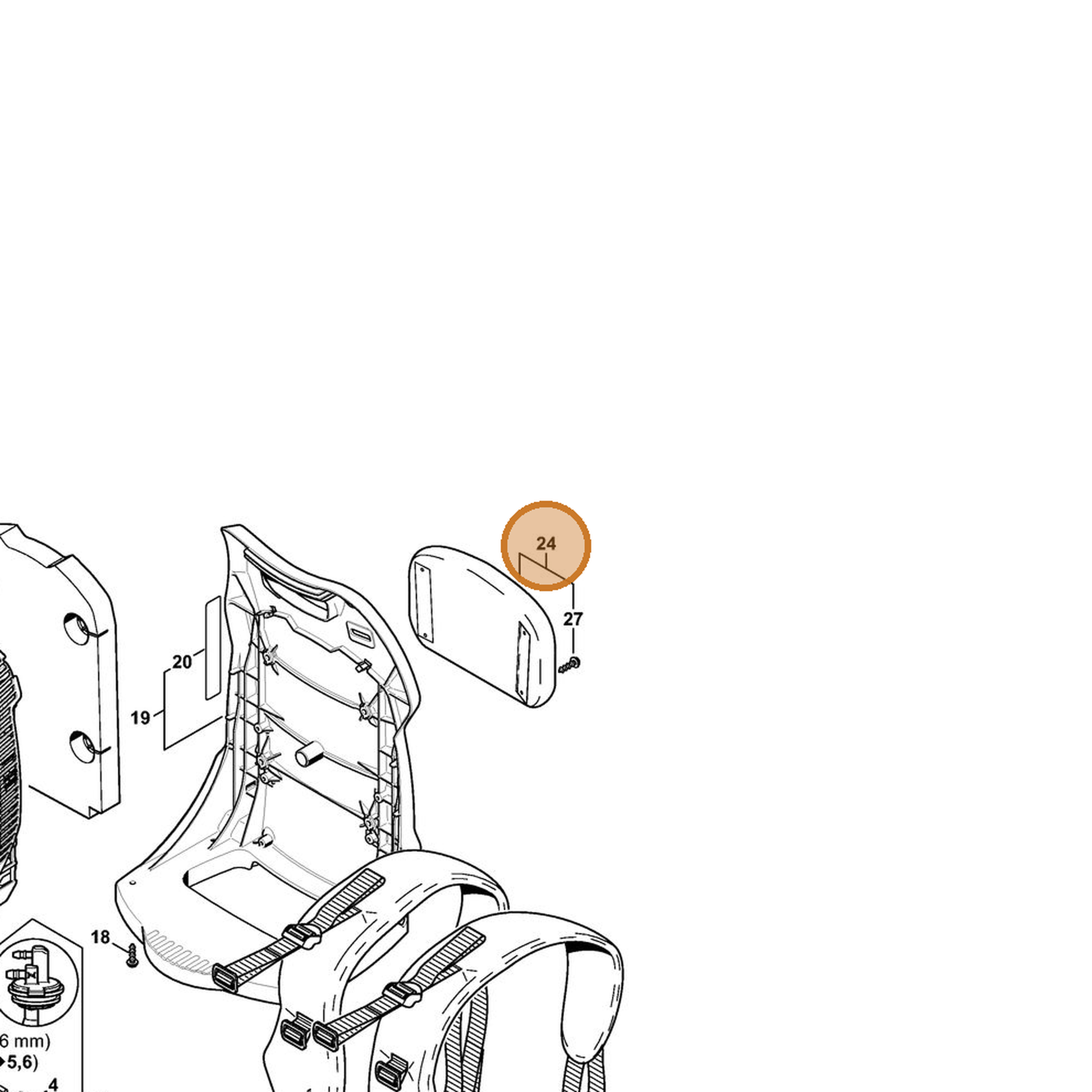 STIHL part 4282-790-8001 — IPL diagram snippet (6x zoom, amber highlight)