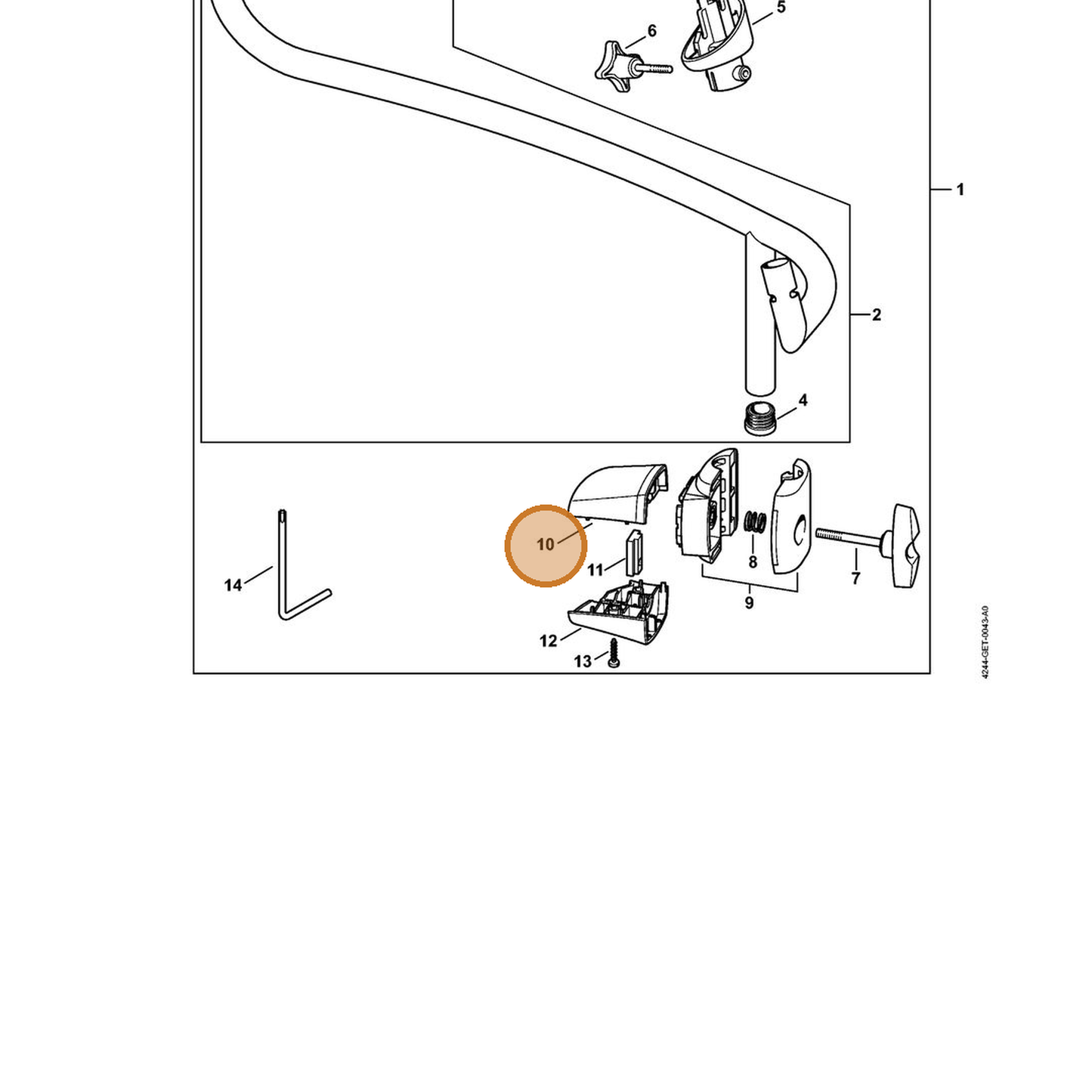 STIHL part 4282-791-0900 — IPL diagram snippet (6x zoom, amber highlight)