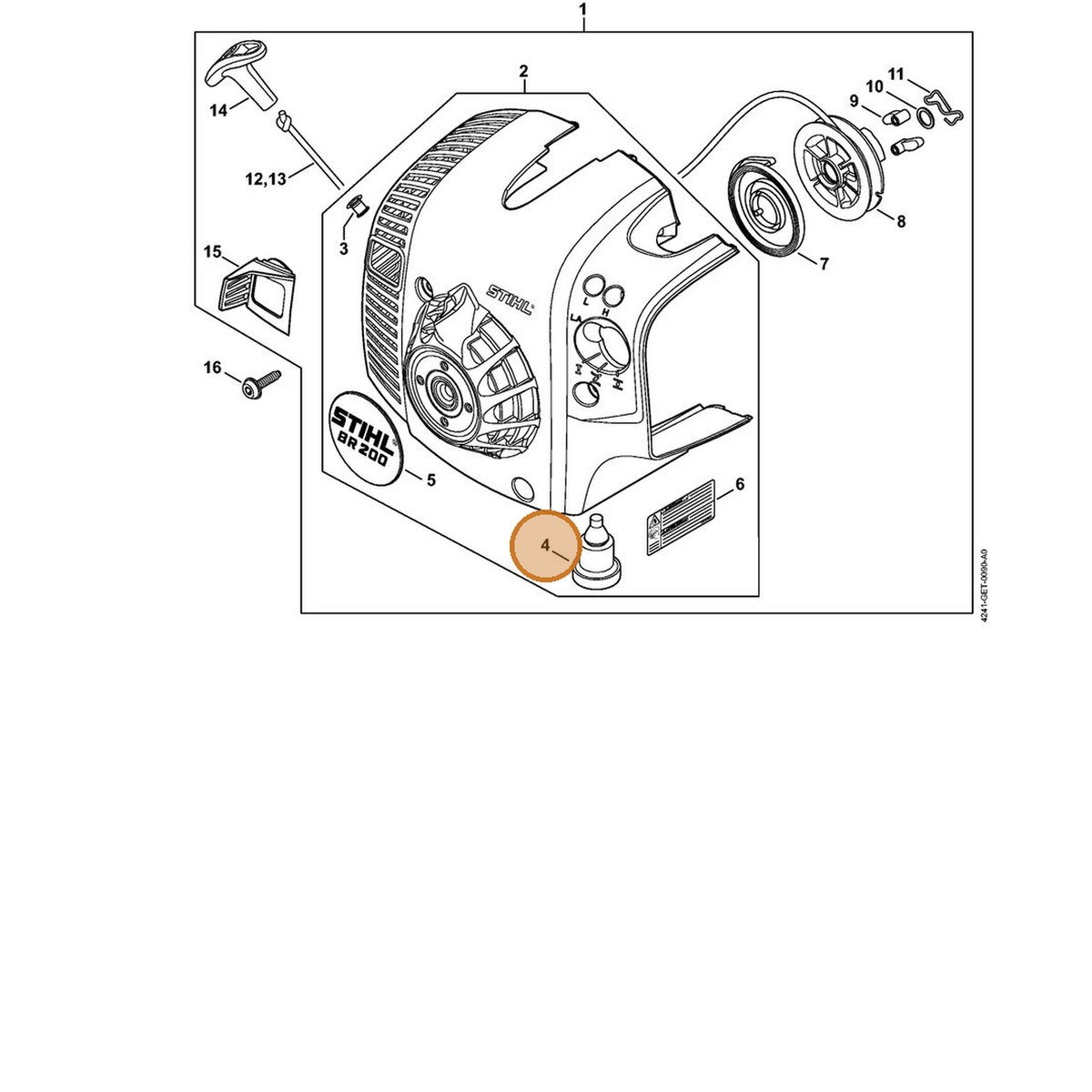 STIHL part 4282-791-5902 — IPL diagram snippet (6x zoom, amber highlight)