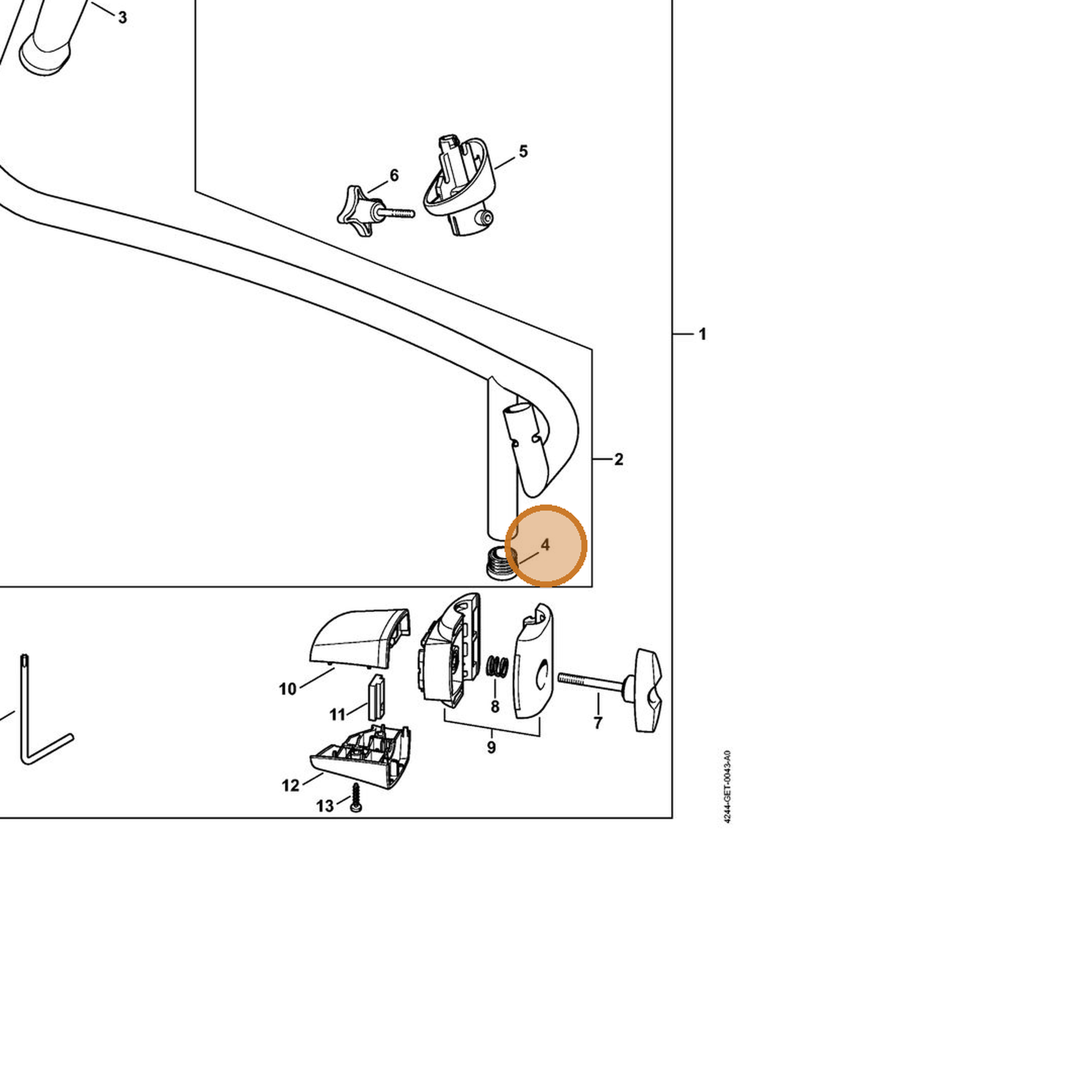 STIHL part 4282-791-7300 — IPL diagram snippet (6x zoom, amber highlight)