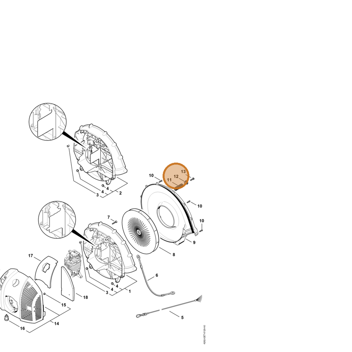 STIHL part 4282-792-2900 — IPL diagram snippet (6x zoom, amber highlight)