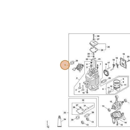 STIHL part 4283-020-0200 — IPL diagram snippet (6x zoom, amber highlight)