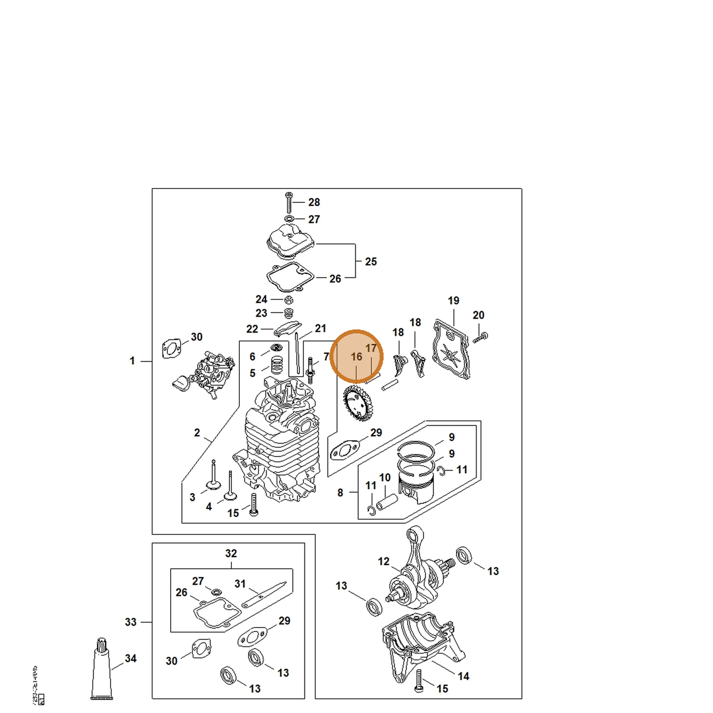 STIHL part 4283-030-1800 — IPL diagram snippet (6x zoom, amber highlight)