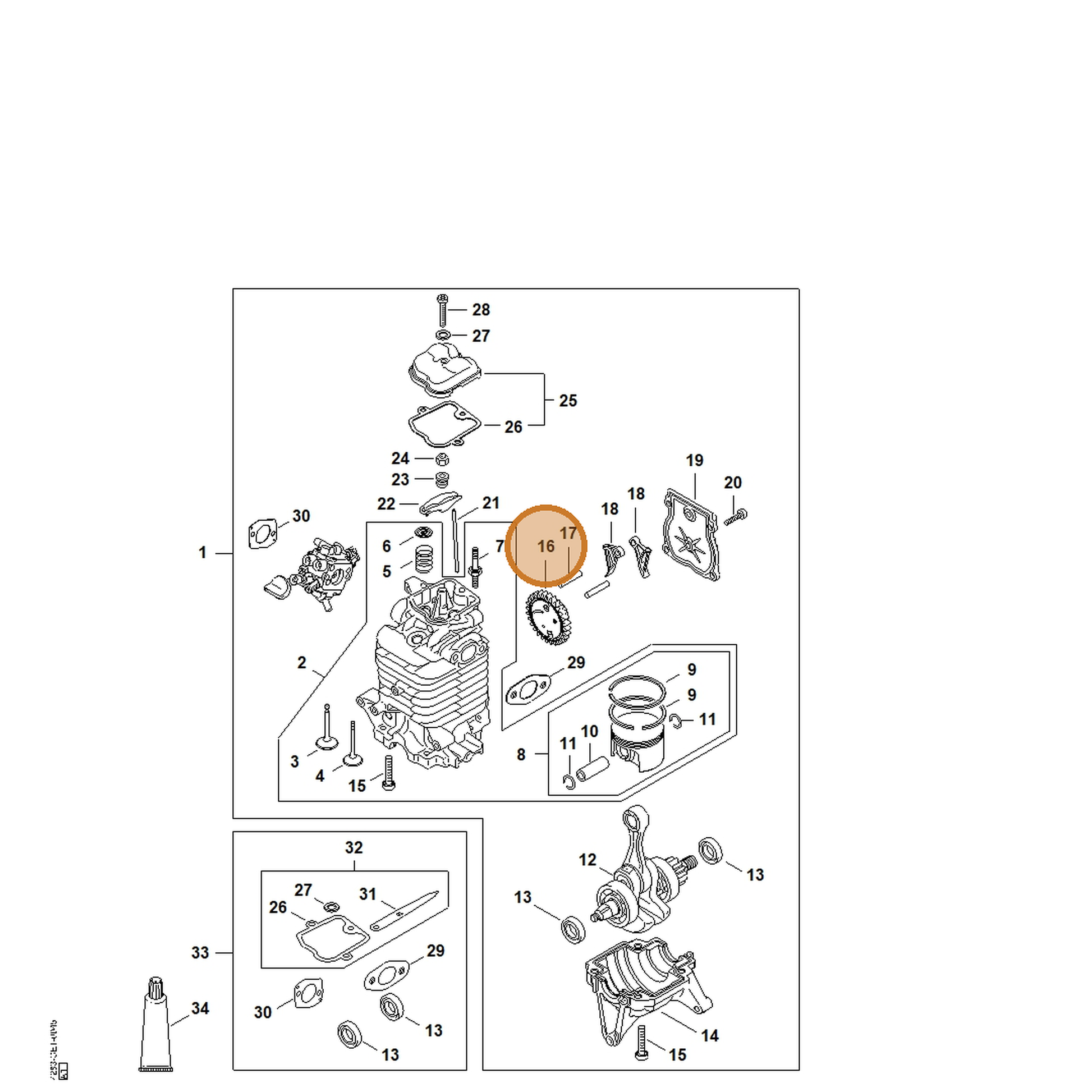 STIHL part 4283-030-1800 — IPL diagram snippet (6x zoom, amber highlight)