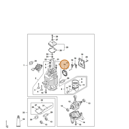 STIHL part 4283-030-1800 — IPL diagram snippet (6x zoom, amber highlight)