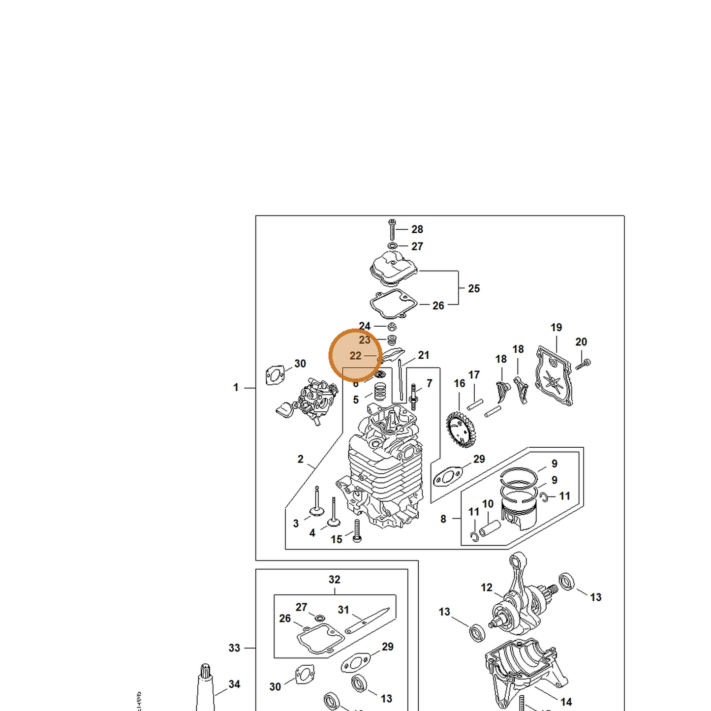 STIHL part 4283-038-1000 — IPL diagram snippet (6x zoom, amber highlight)