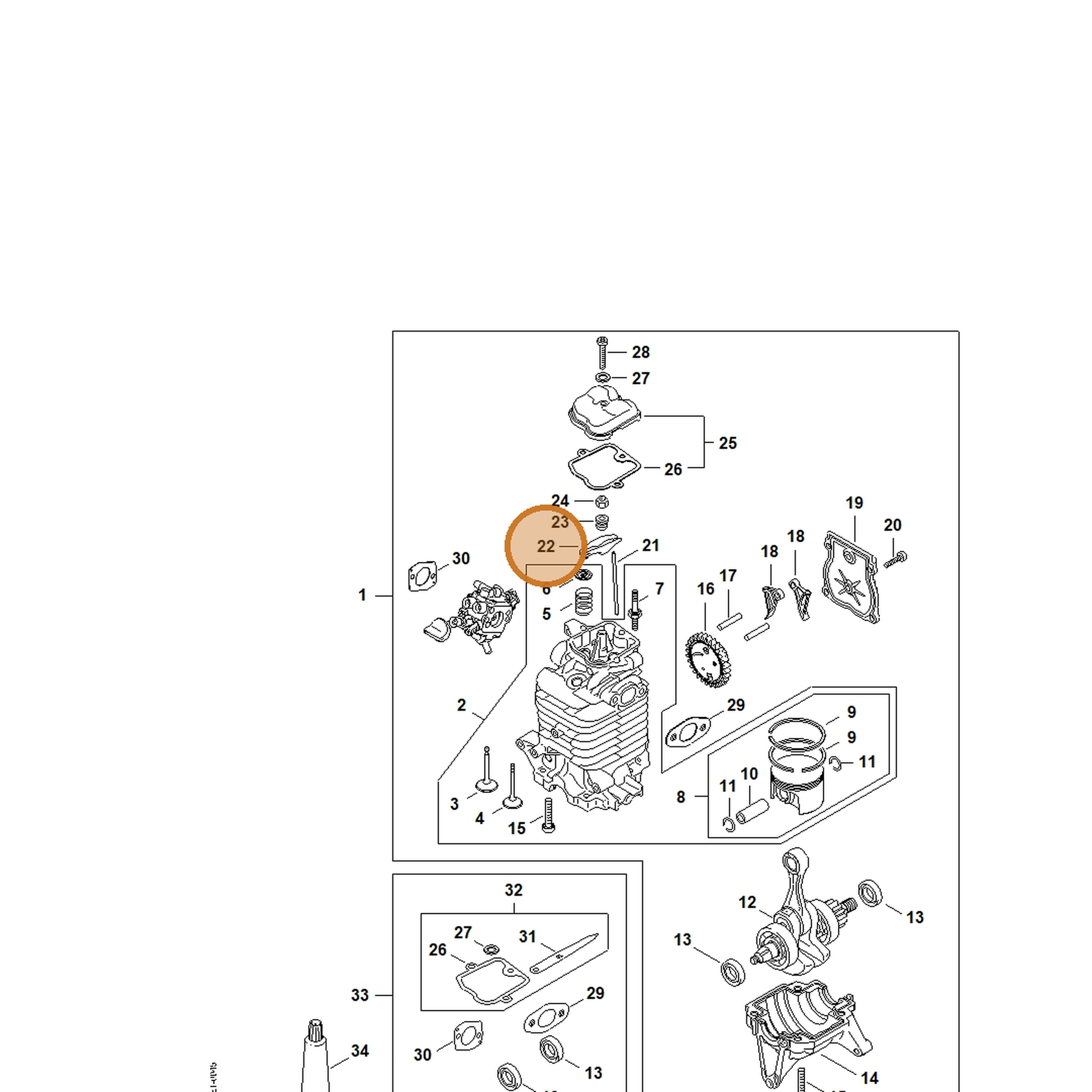 STIHL part 4283-038-1000 — IPL diagram snippet (6x zoom, amber highlight)