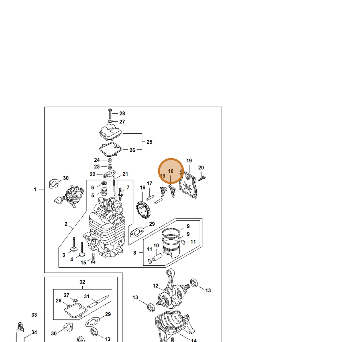 STIHL part 4283-038-1900 — IPL diagram snippet (6x zoom, amber highlight)