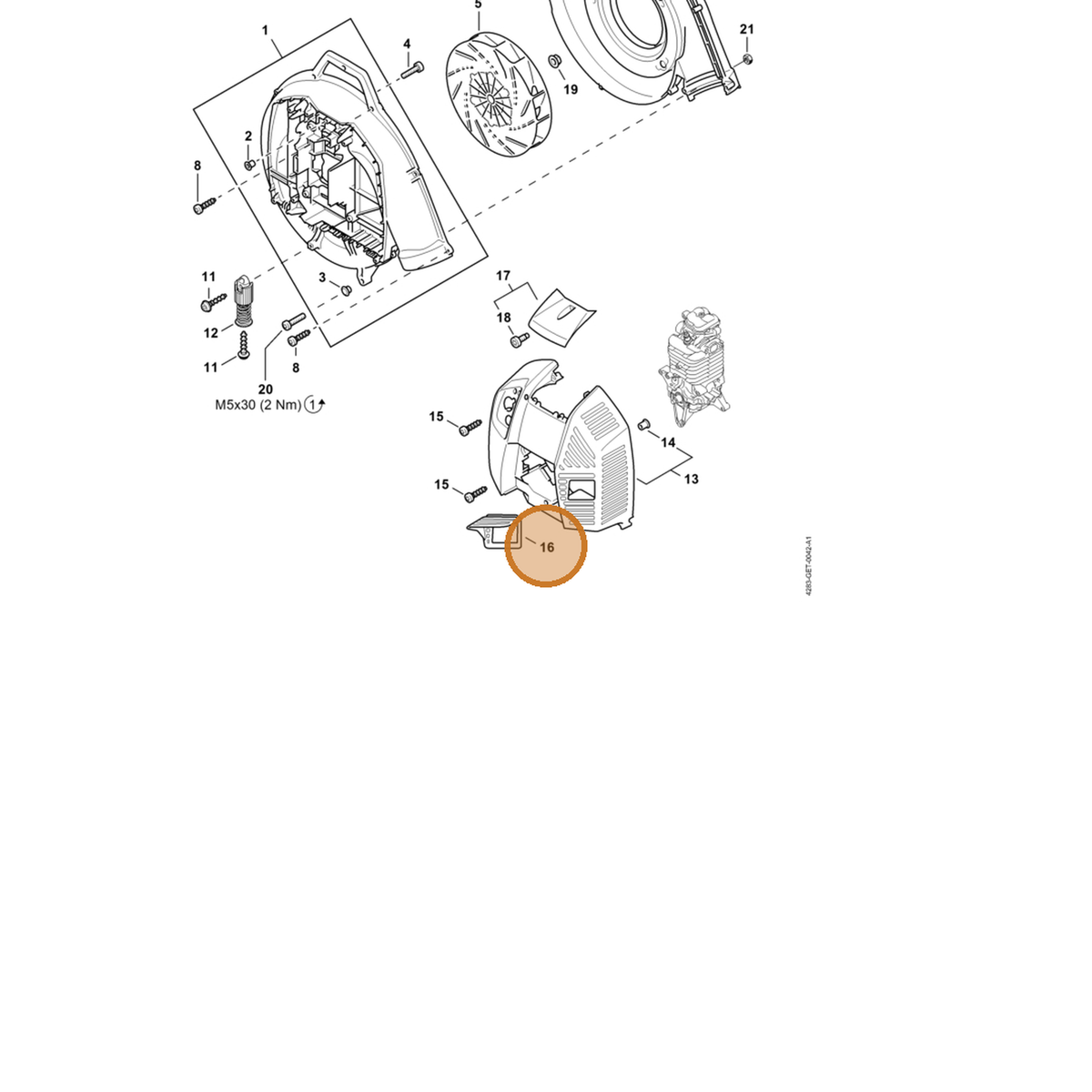 STIHL part 4283-084-6800 — IPL diagram snippet (6x zoom, amber highlight)