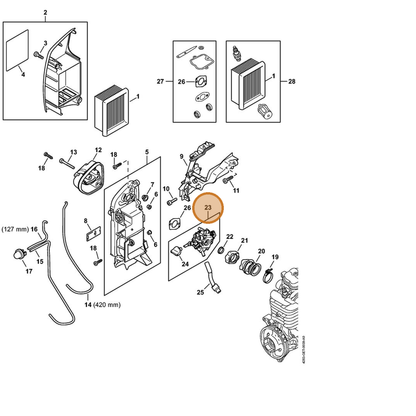 STIHL part 4283-120-0601 — IPL diagram snippet (6x zoom, amber highlight)