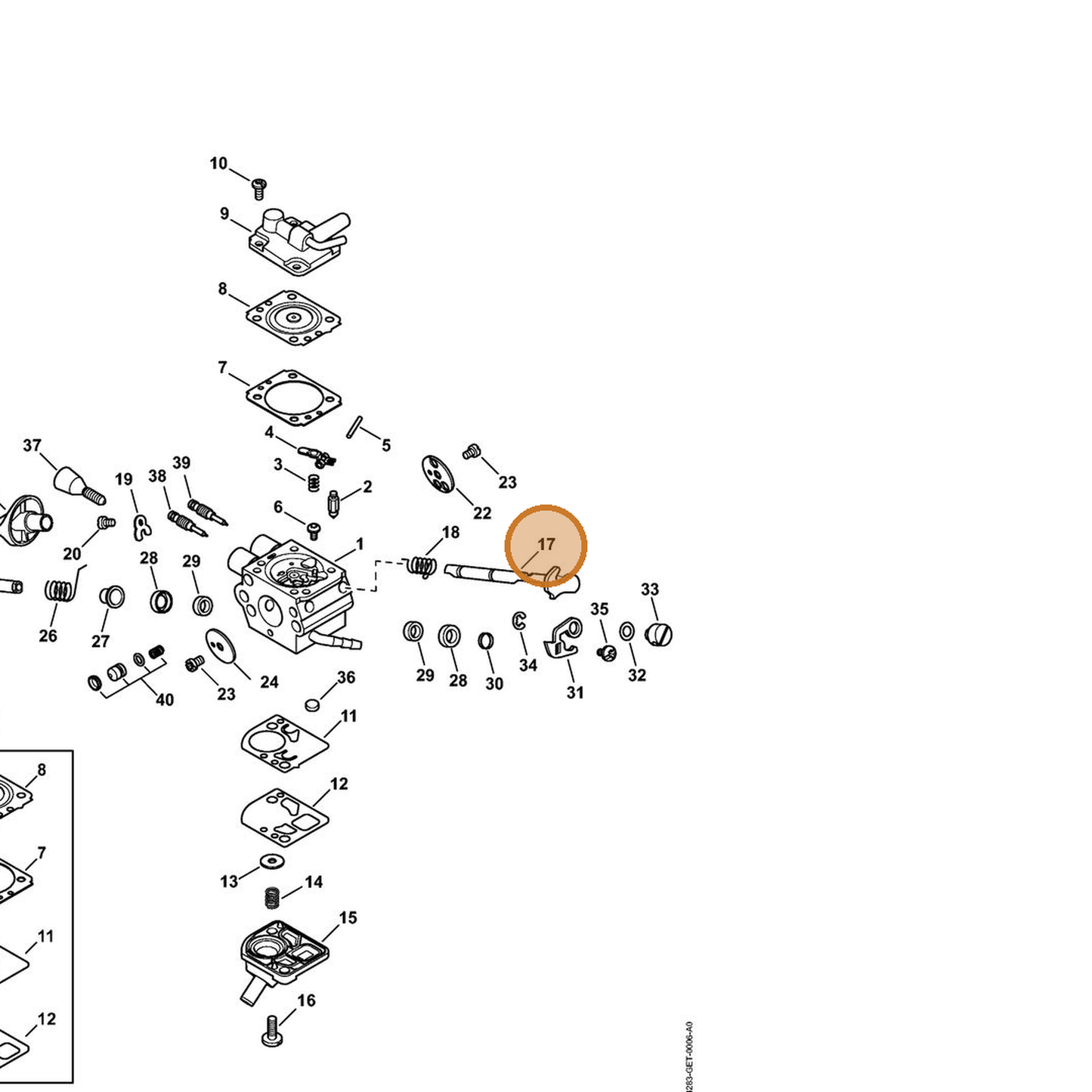 STIHL part 4283-120-7200 — IPL diagram snippet (6x zoom, amber highlight)