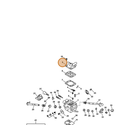 STIHL part 4283-121-0800 — IPL diagram snippet (6x zoom, amber highlight)