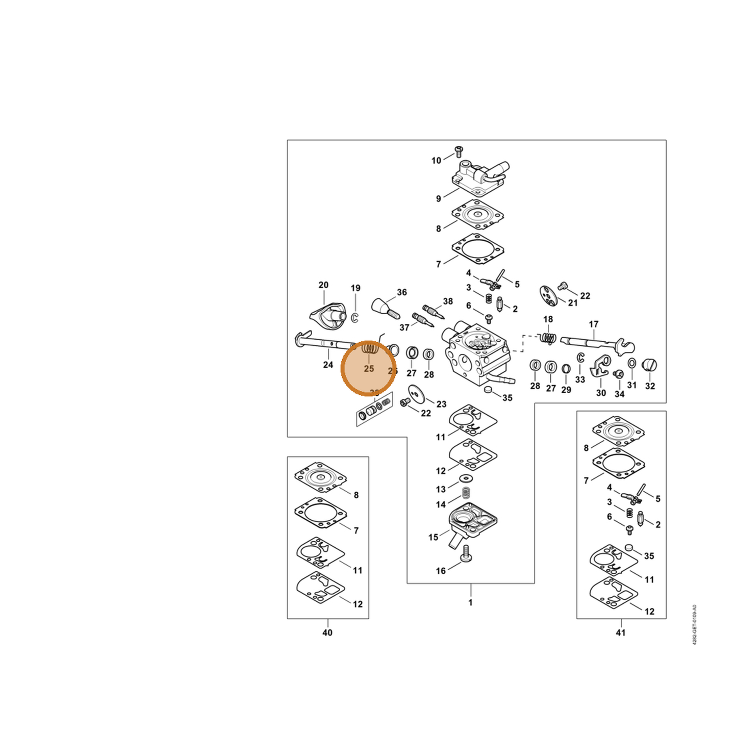 STIHL part 4283-122-3000 — IPL diagram snippet (6x zoom, amber highlight)