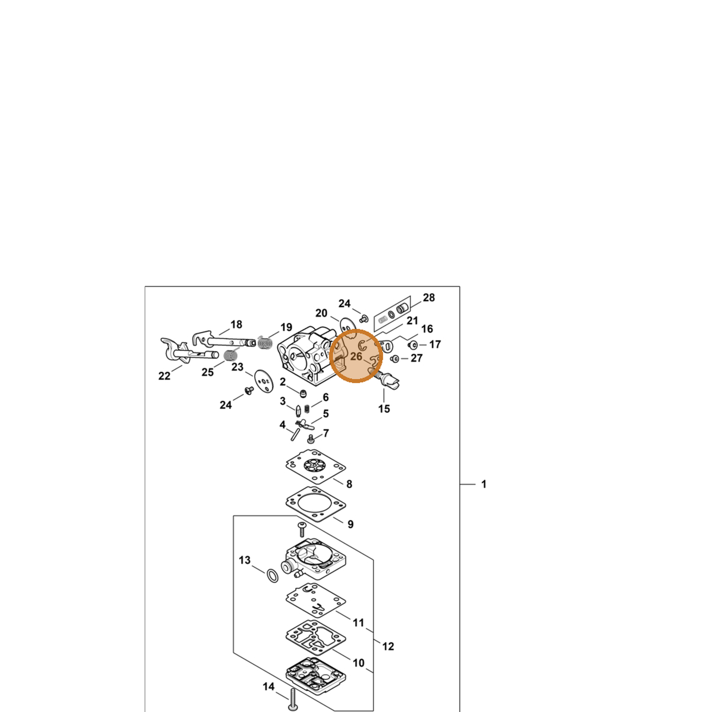 STIHL part 4283-122-9300 — IPL diagram snippet (6x zoom, amber highlight)