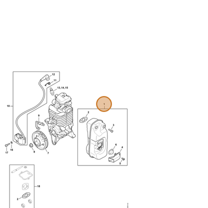 STIHL part 4283-140-0611 — IPL diagram snippet (6x zoom, amber highlight)