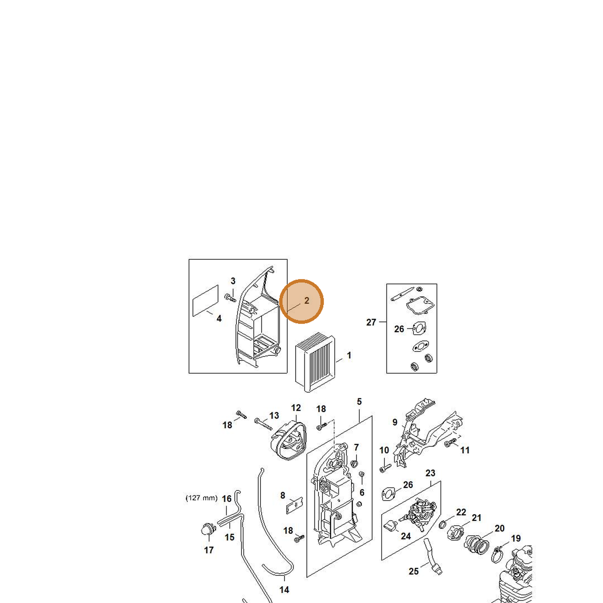 STIHL part 4283-140-1003 — IPL diagram snippet (6x zoom, amber highlight)