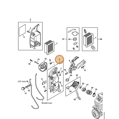STIHL part 4283-140-2800 — IPL diagram snippet (6x zoom, amber highlight)