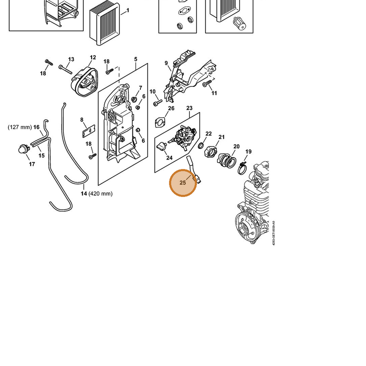 STIHL part 4283-141-8600 — IPL diagram snippet (6x zoom, amber highlight)