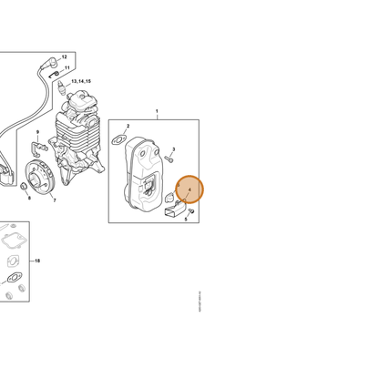 STIHL part 4283-145-8100 — IPL diagram snippet (6x zoom, amber highlight)
