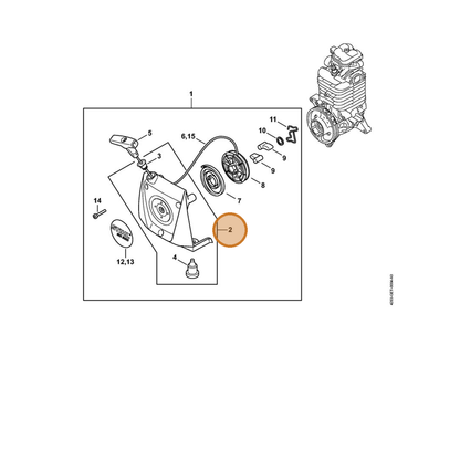 STIHL part 4283-190-0400 — IPL diagram snippet (6x zoom, amber highlight)
