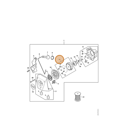 STIHL part 4283-190-0721 — IPL diagram snippet (6x zoom, amber highlight)