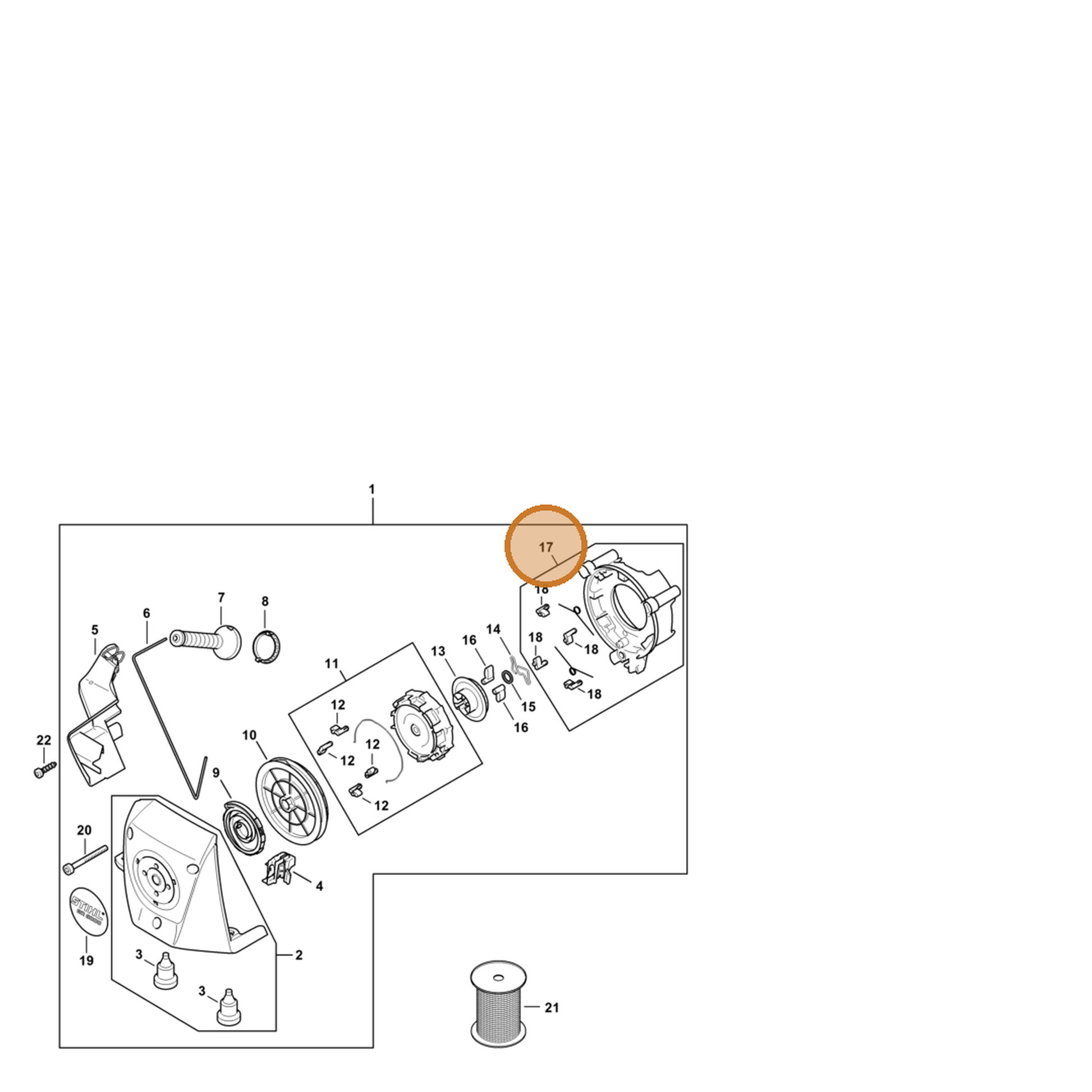 STIHL part 4283-190-1723 — IPL diagram snippet (6x zoom, amber highlight)