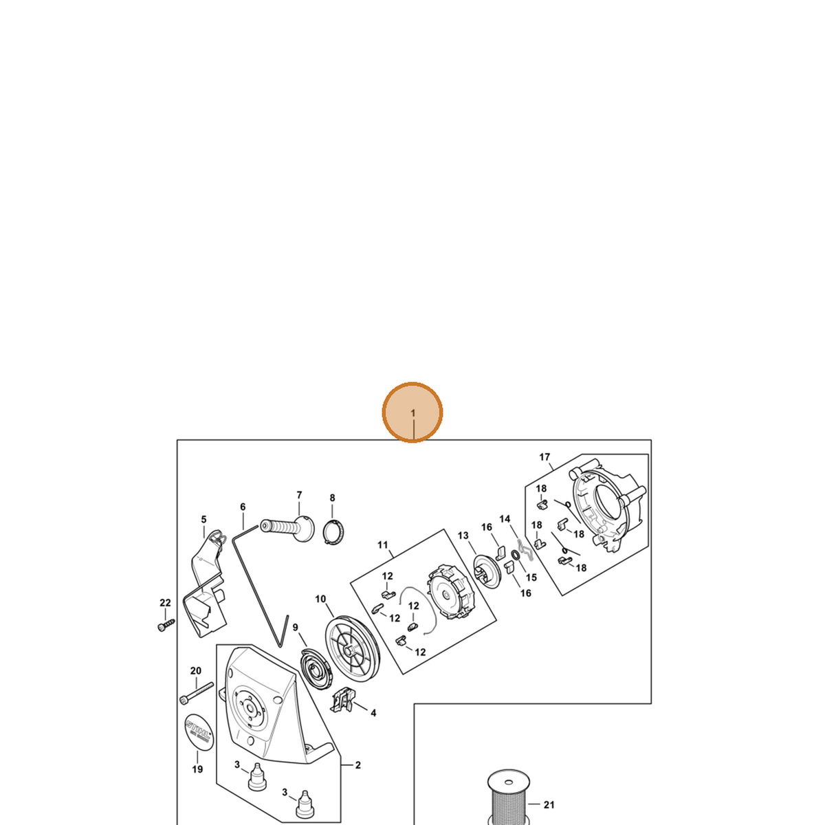 STIHL part 4283-190-4023 — IPL diagram snippet (6x zoom, amber highlight)