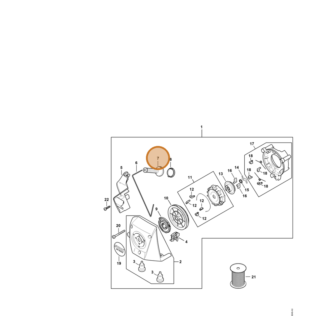 STIHL part 4283-195-3420 — IPL diagram snippet (6x zoom, amber highlight)