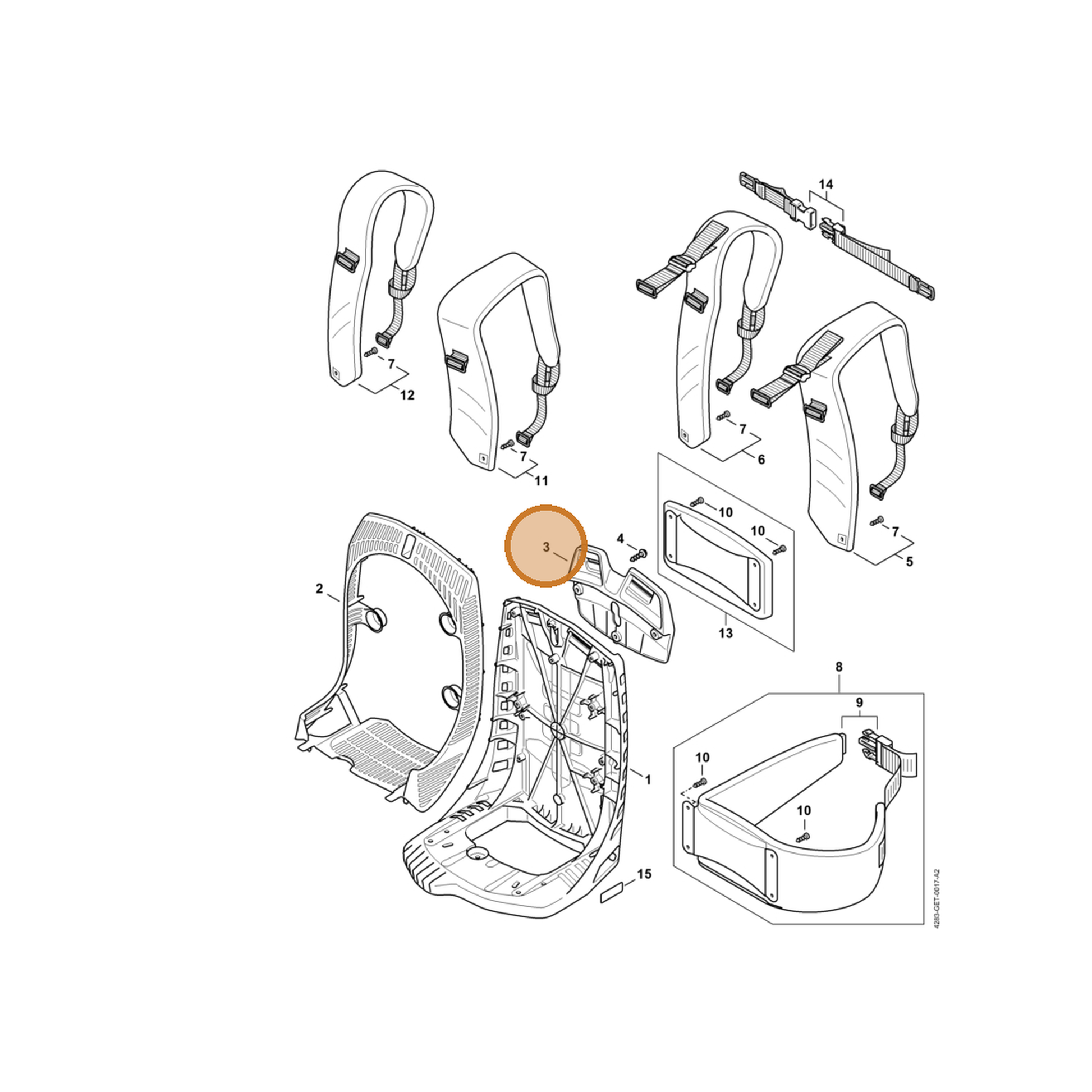 STIHL part 4283-701-1801 — IPL diagram snippet (6x zoom, amber highlight)