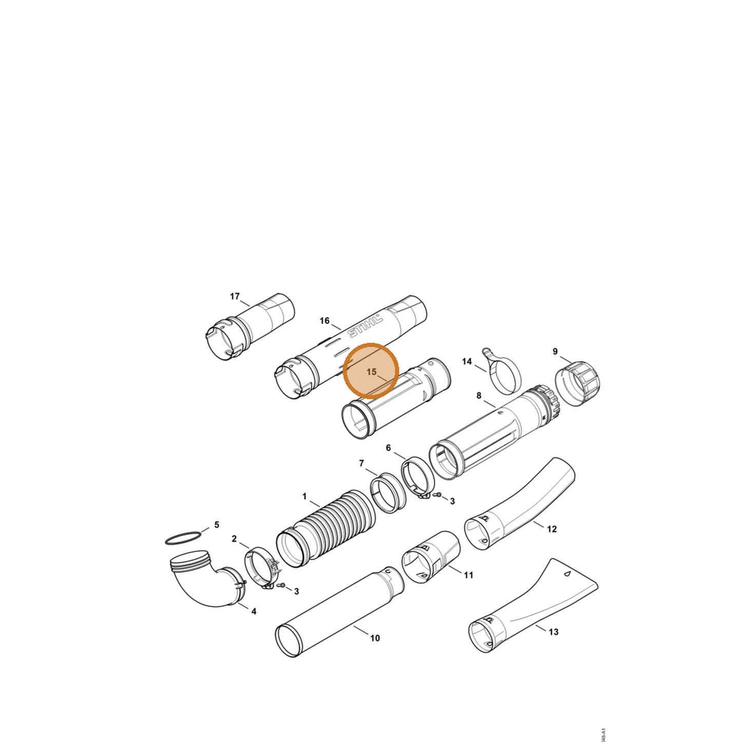 STIHL part 4283-701-5400 — IPL diagram snippet (6x zoom, amber highlight)