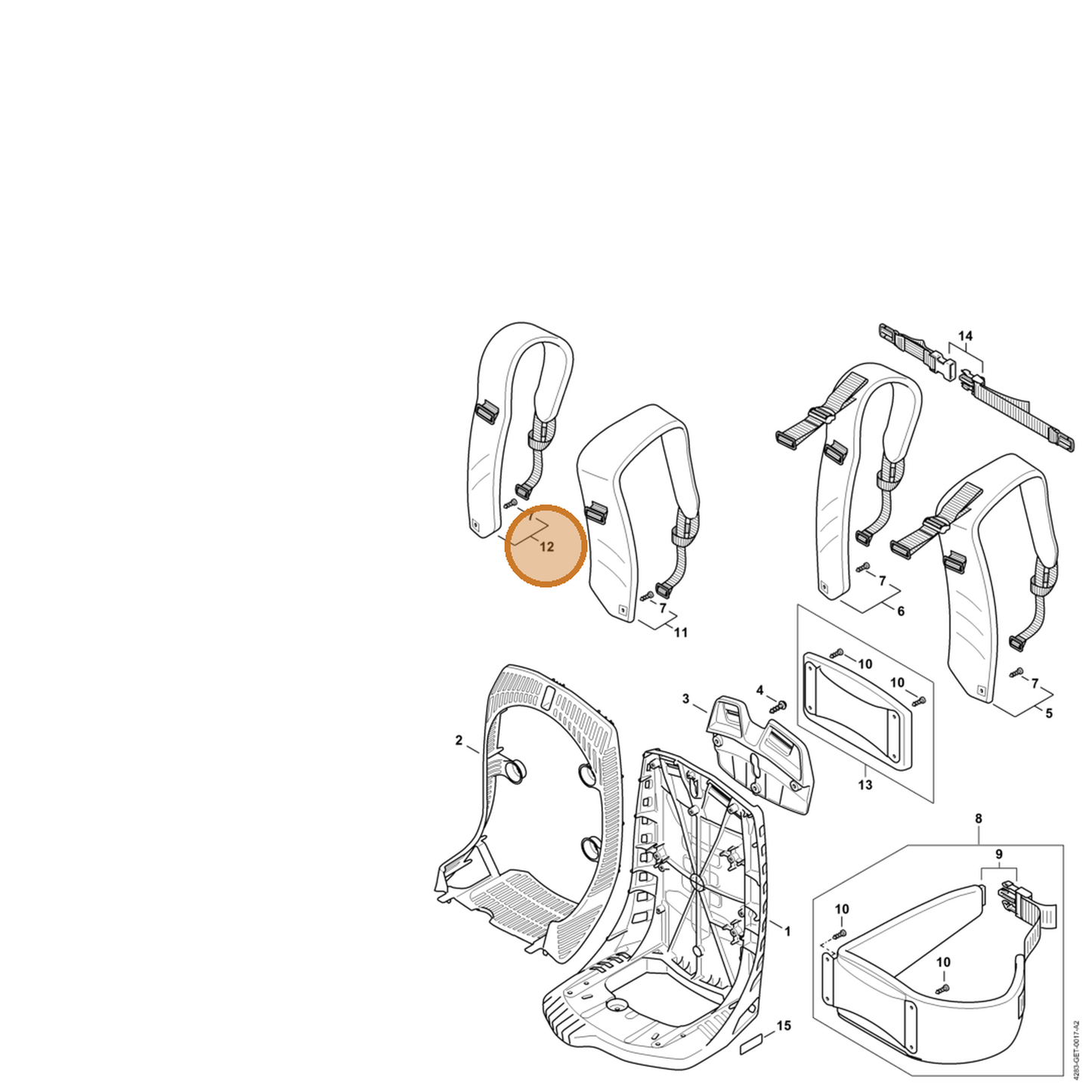 STIHL part 4283-710-9002 — IPL diagram snippet (6x zoom, amber highlight)