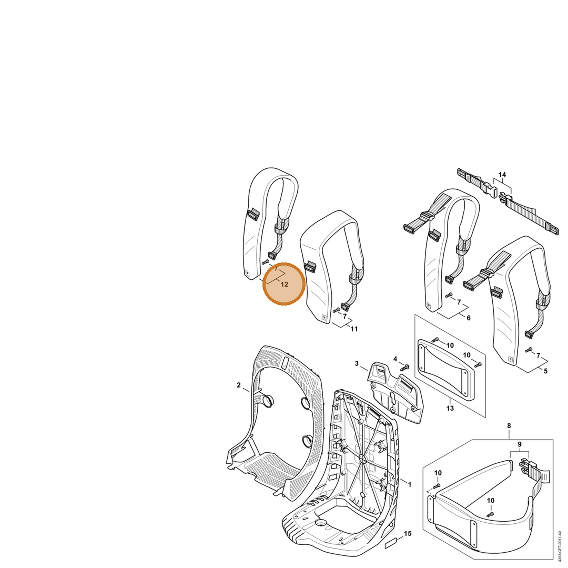 STIHL part 4283-710-9002 — IPL diagram snippet (6x zoom, amber highlight)