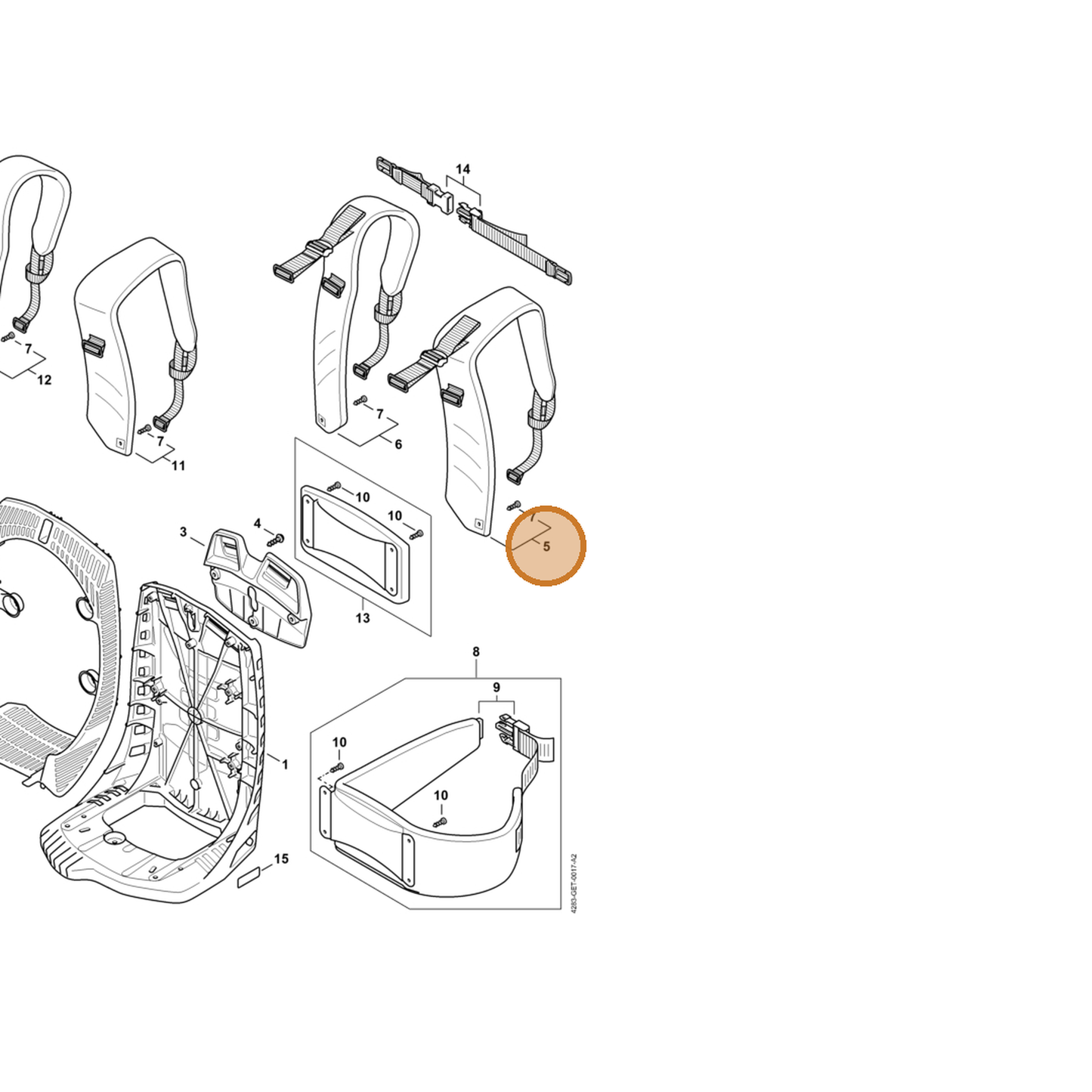 STIHL part 4283-710-9004 — IPL diagram snippet (6x zoom, amber highlight)